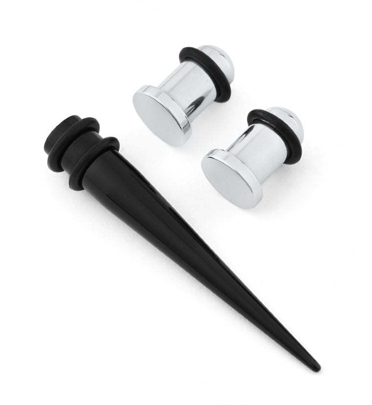1 Gauge Ear Stretching Kit With Solid Plugs