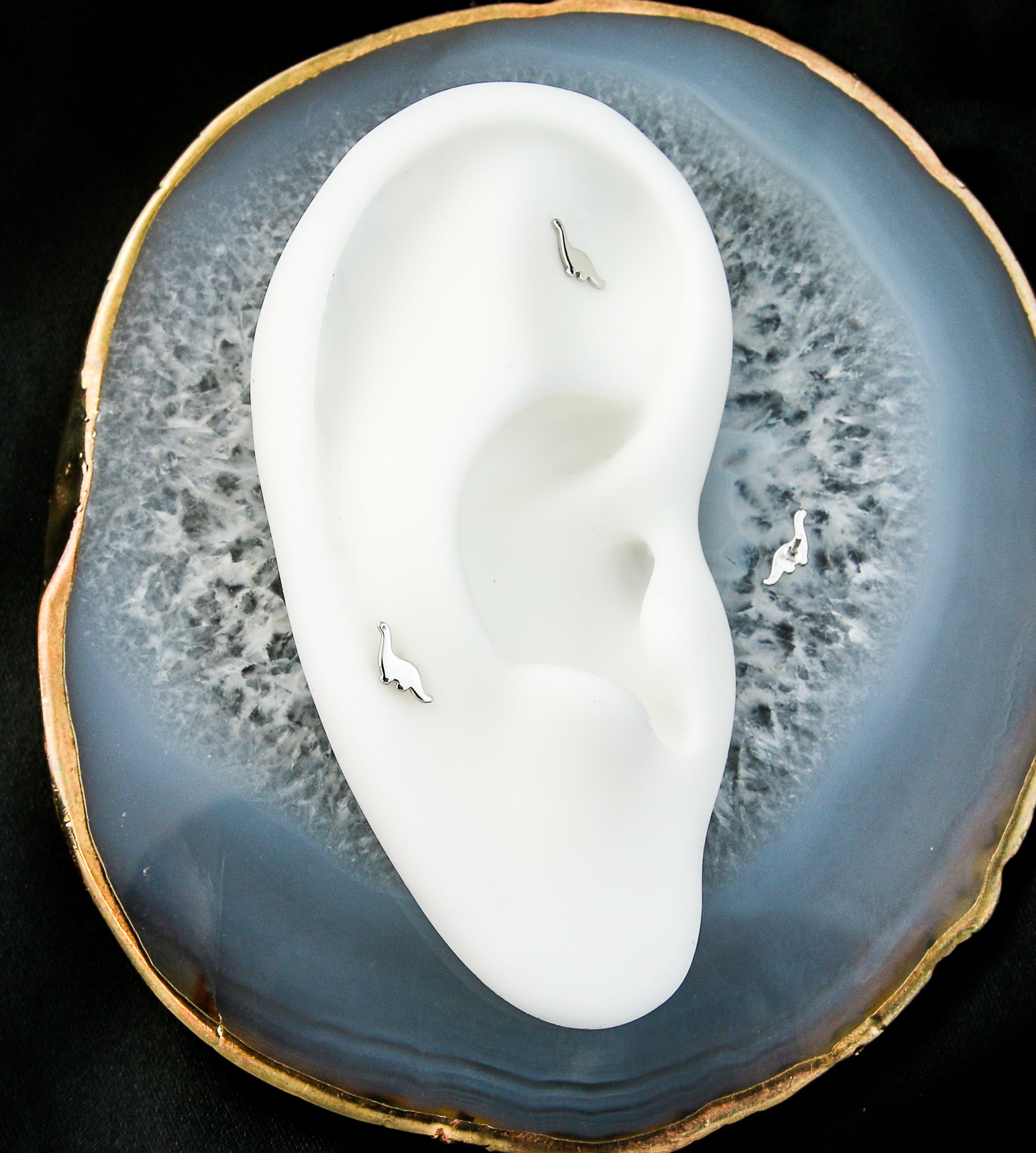 14kt White Gold Threadless Dinosaur Top