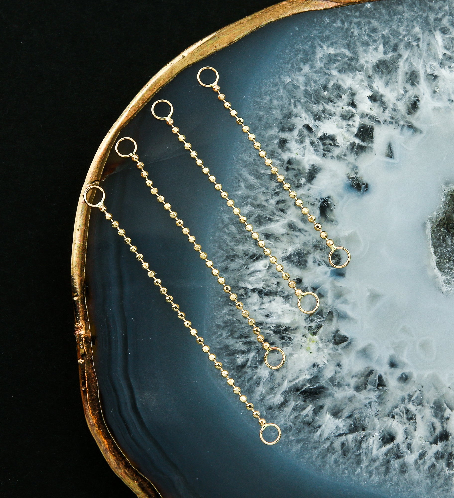 14kt Gold Bead Nose & Cartilage Piercing Chain