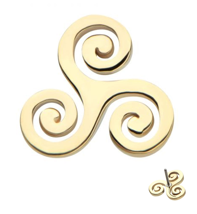 14kt Gold Celtic Triskele Threadless Top