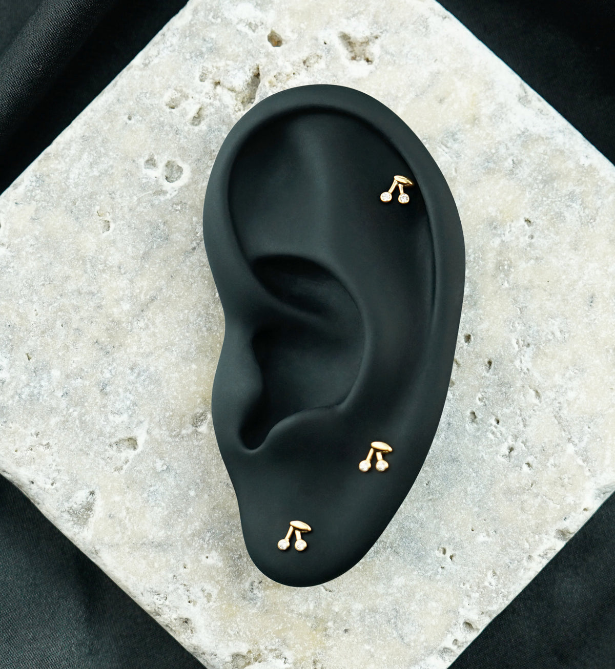 14kt Gold Cherry Pits Clear CZ Threadless Top