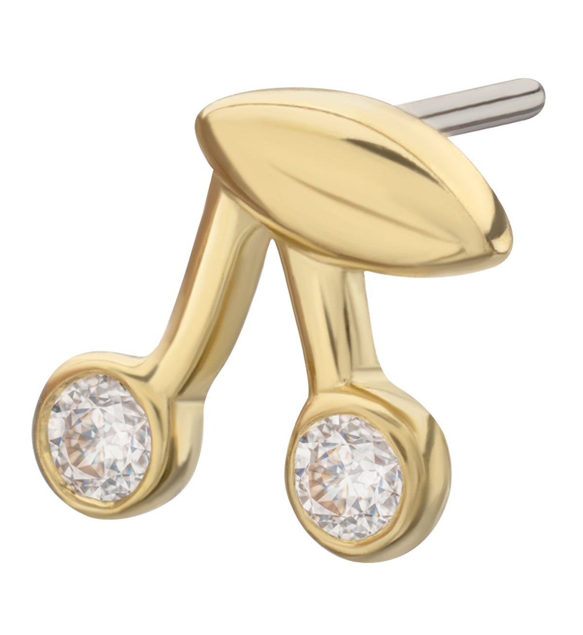 14kt Gold Cherry Pits Clear CZ Threadless Top