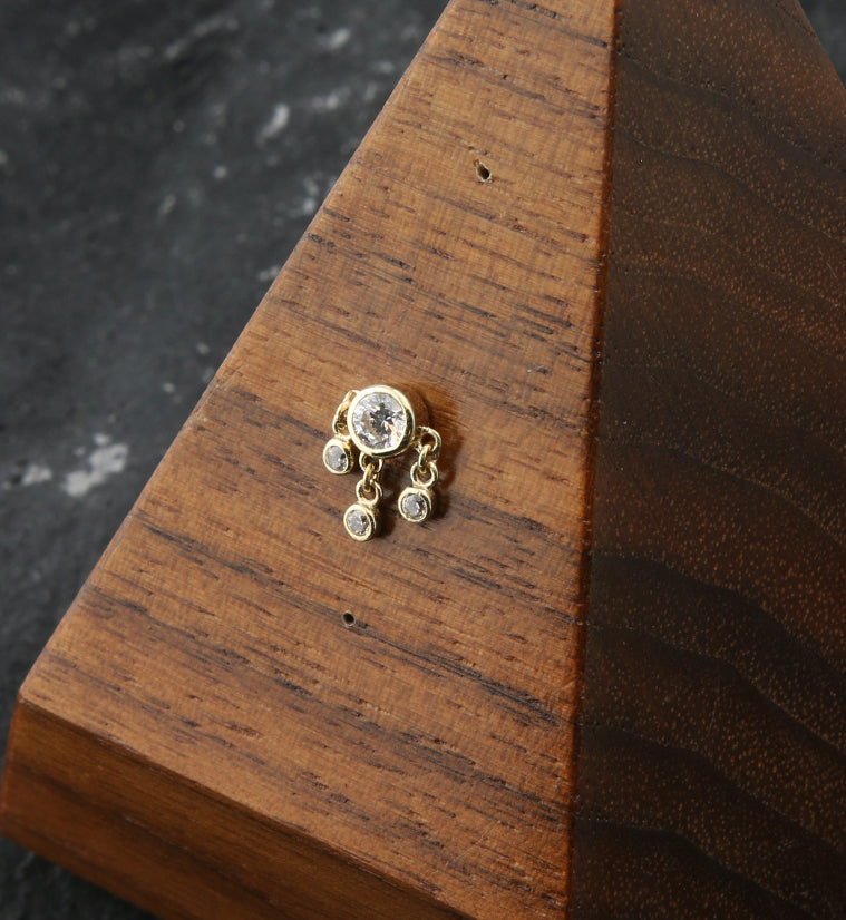 14kt Gold Clear CZ Dangle Threadless Top