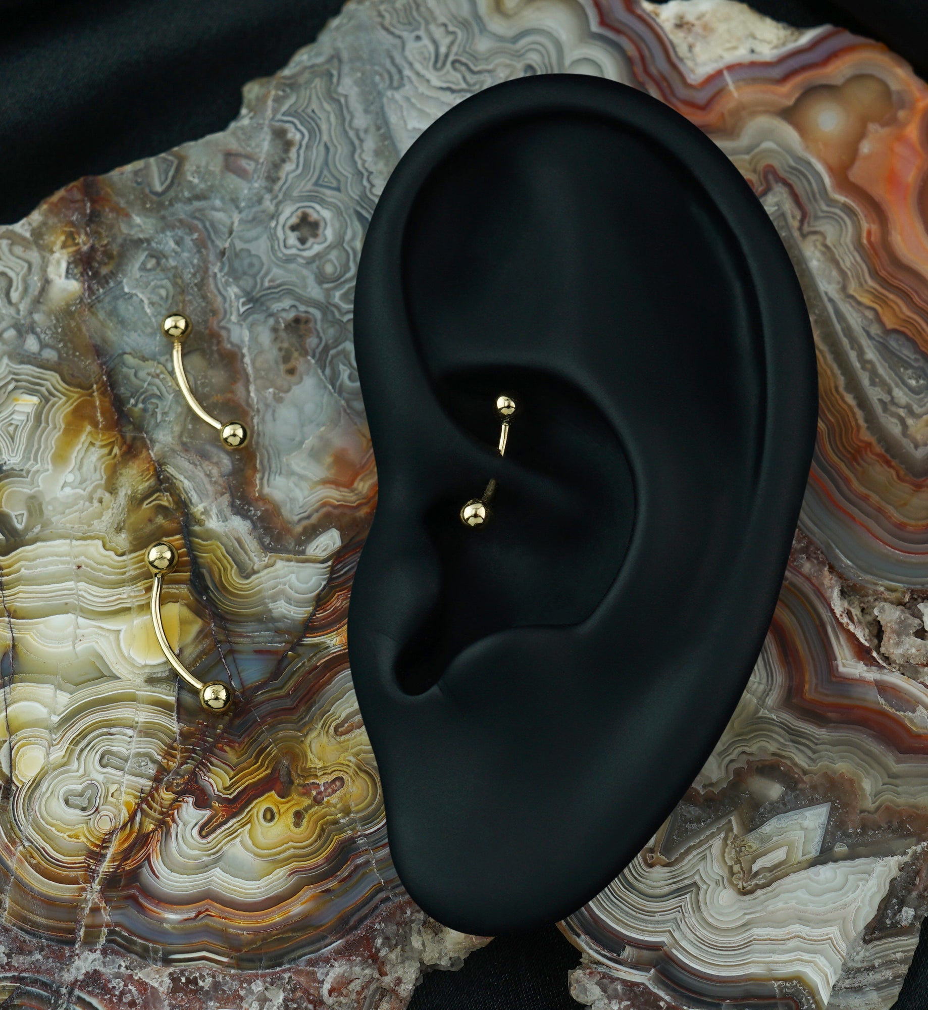 14kt Gold Curved Barbell