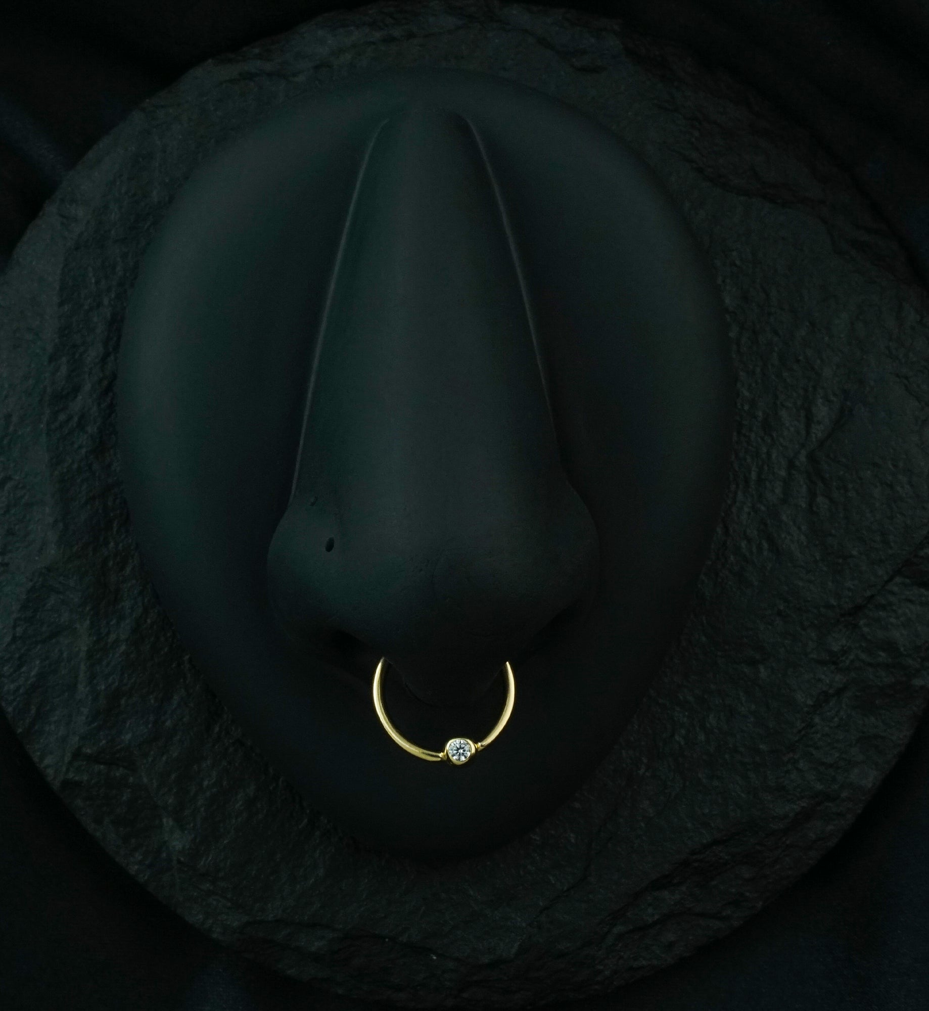 14kt Gold CZ Gem Captive Bead Ring