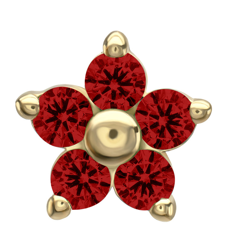 14kt Gold Daisy Garnet CZ Threadless Top