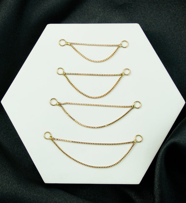 14kt Gold Double Box Nose & Cartilage Piercing Chain