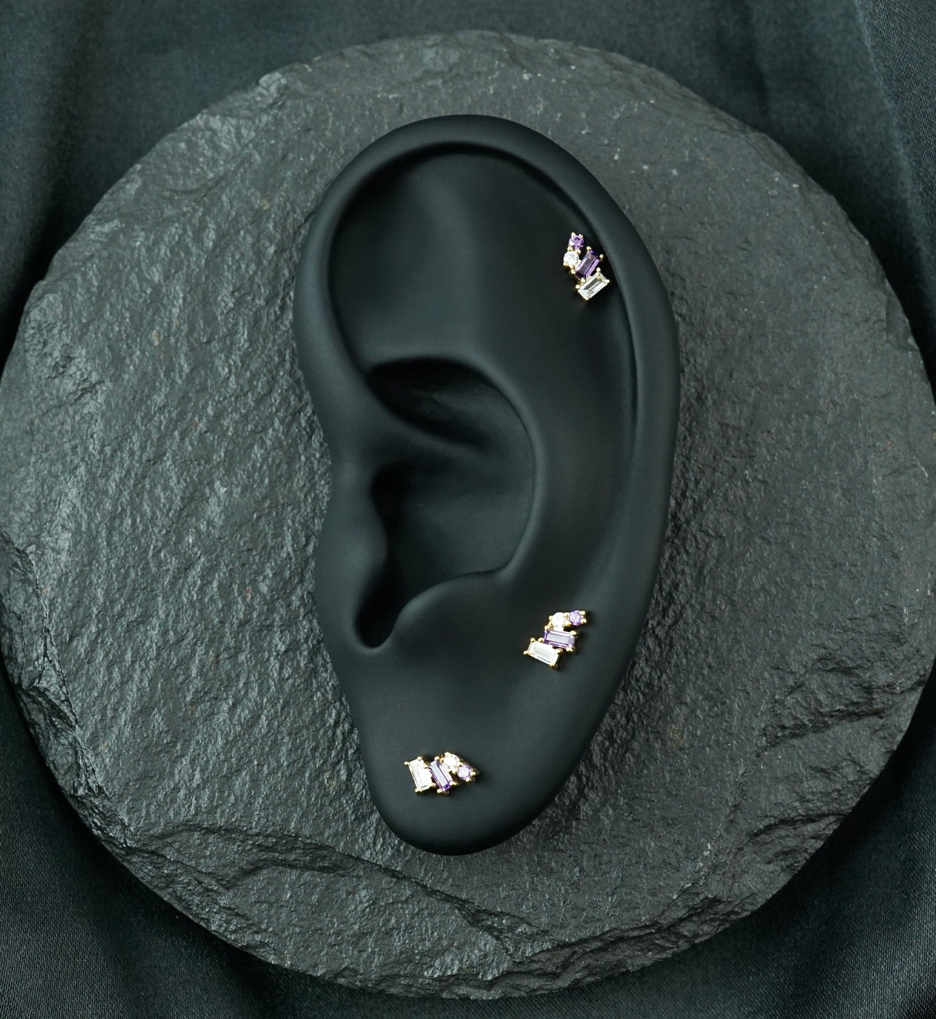 14kt Gold Downpour Amethyst CZ Threadless Top