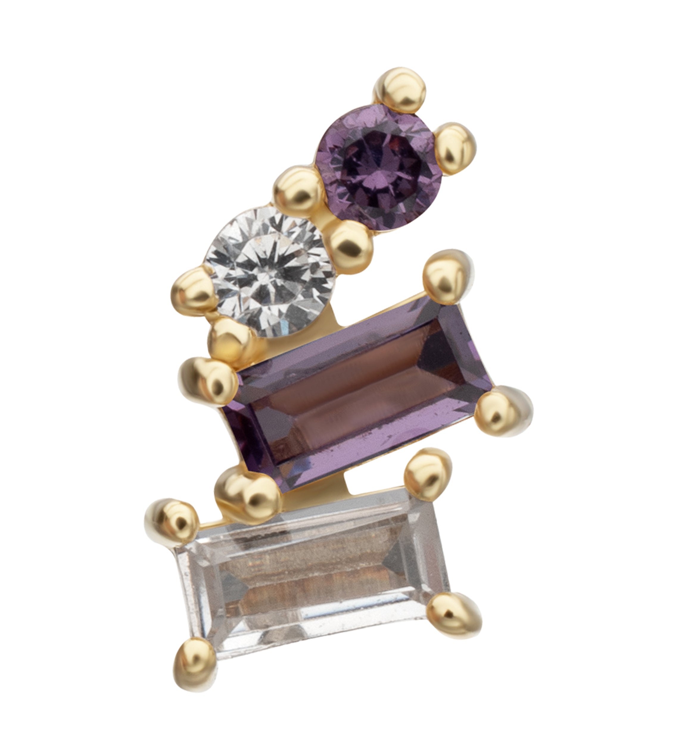 14kt Gold Downpour Amethyst CZ Threadless Top