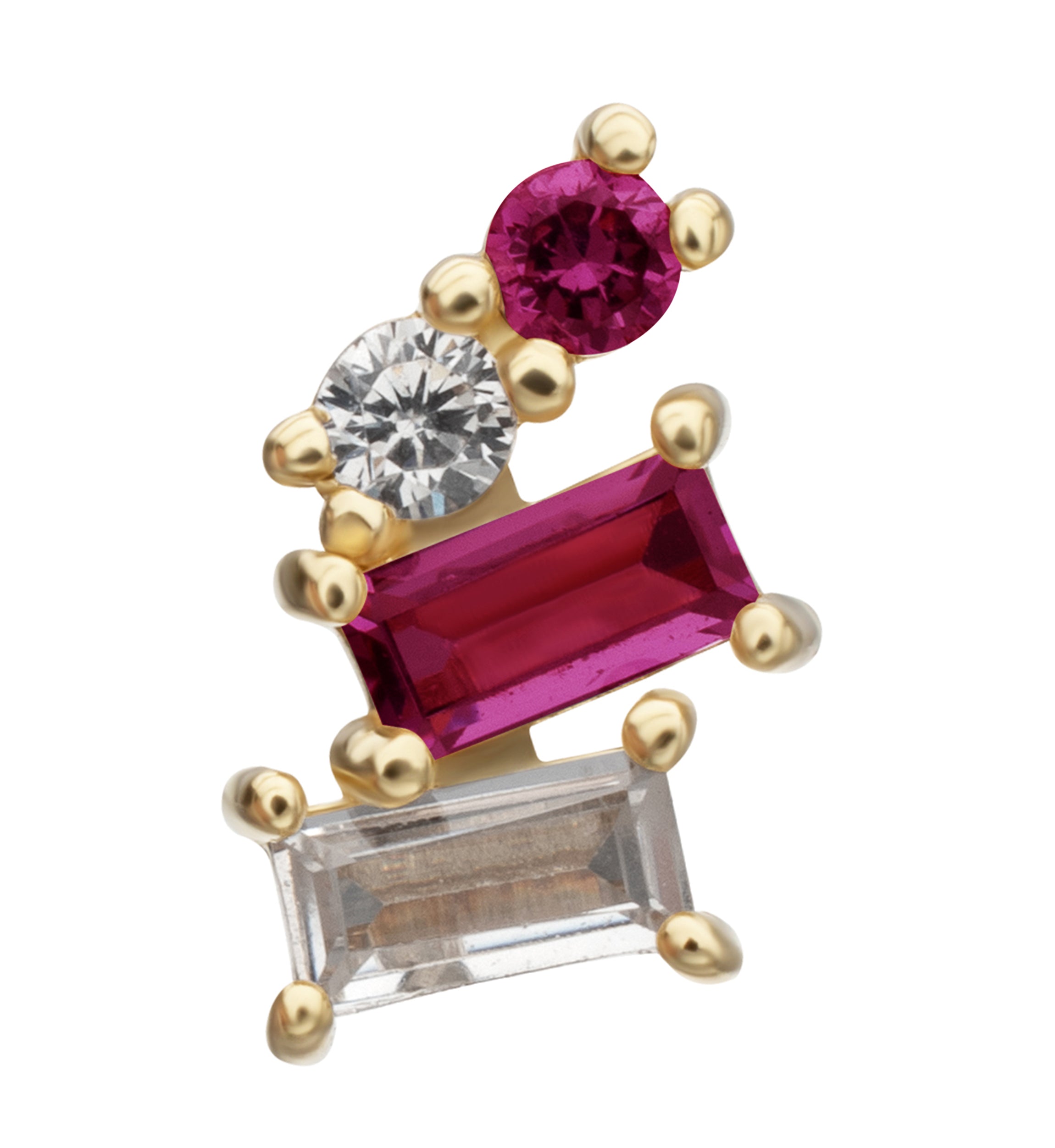 14kt Gold Downpour Pink CZ Threadless Top