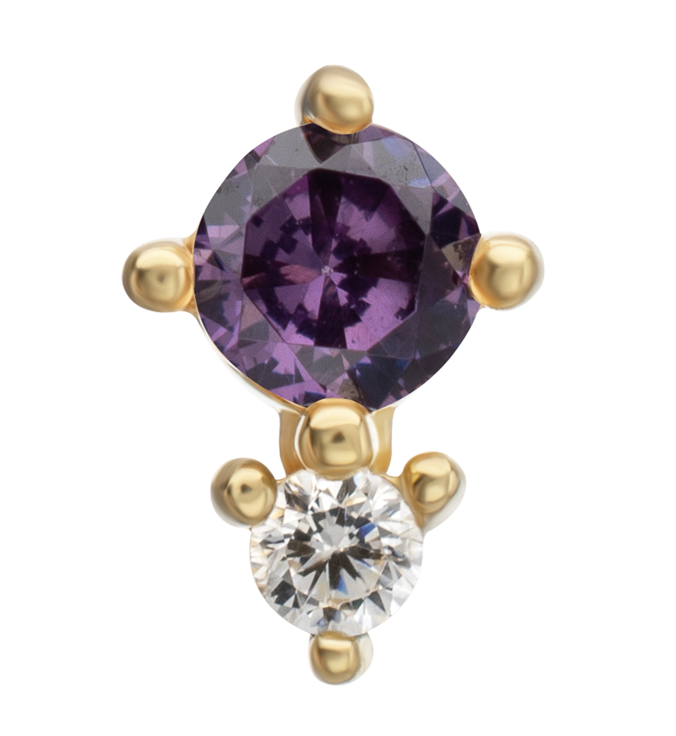 14kt Gold Echo Amethyst CZ Threadless Top