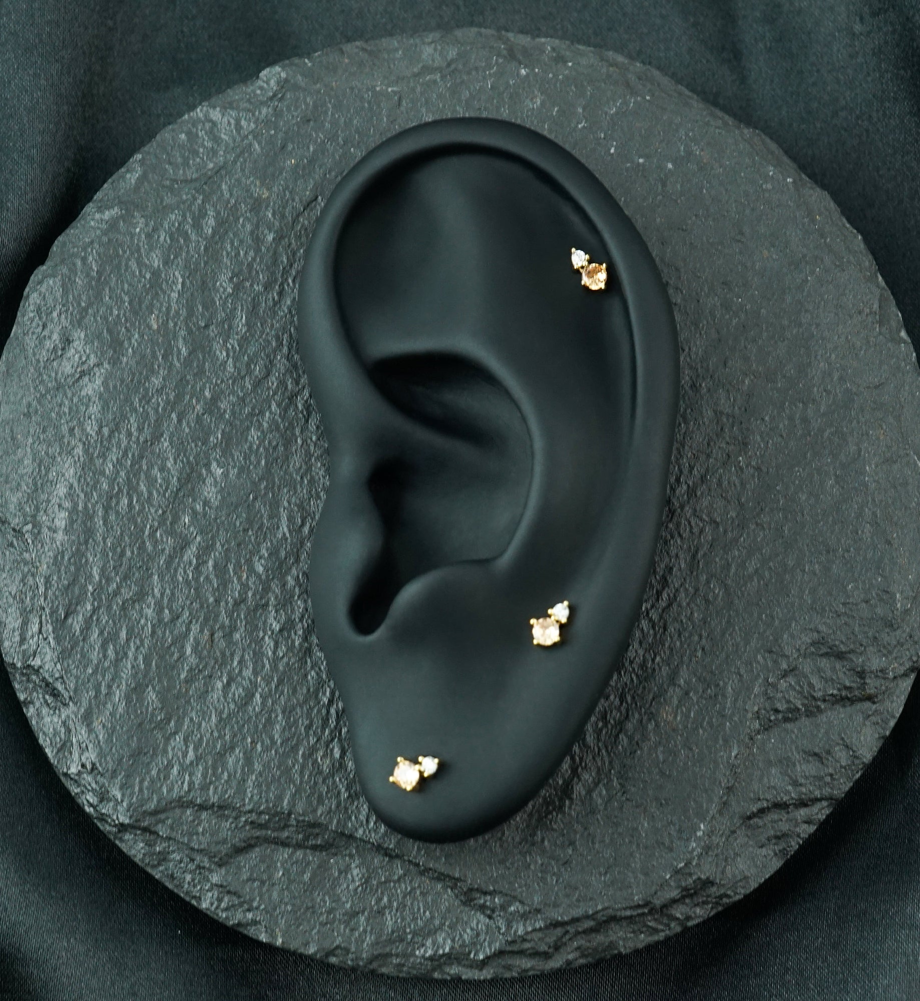 14kt Gold Echo Champagne CZ Threadless Top