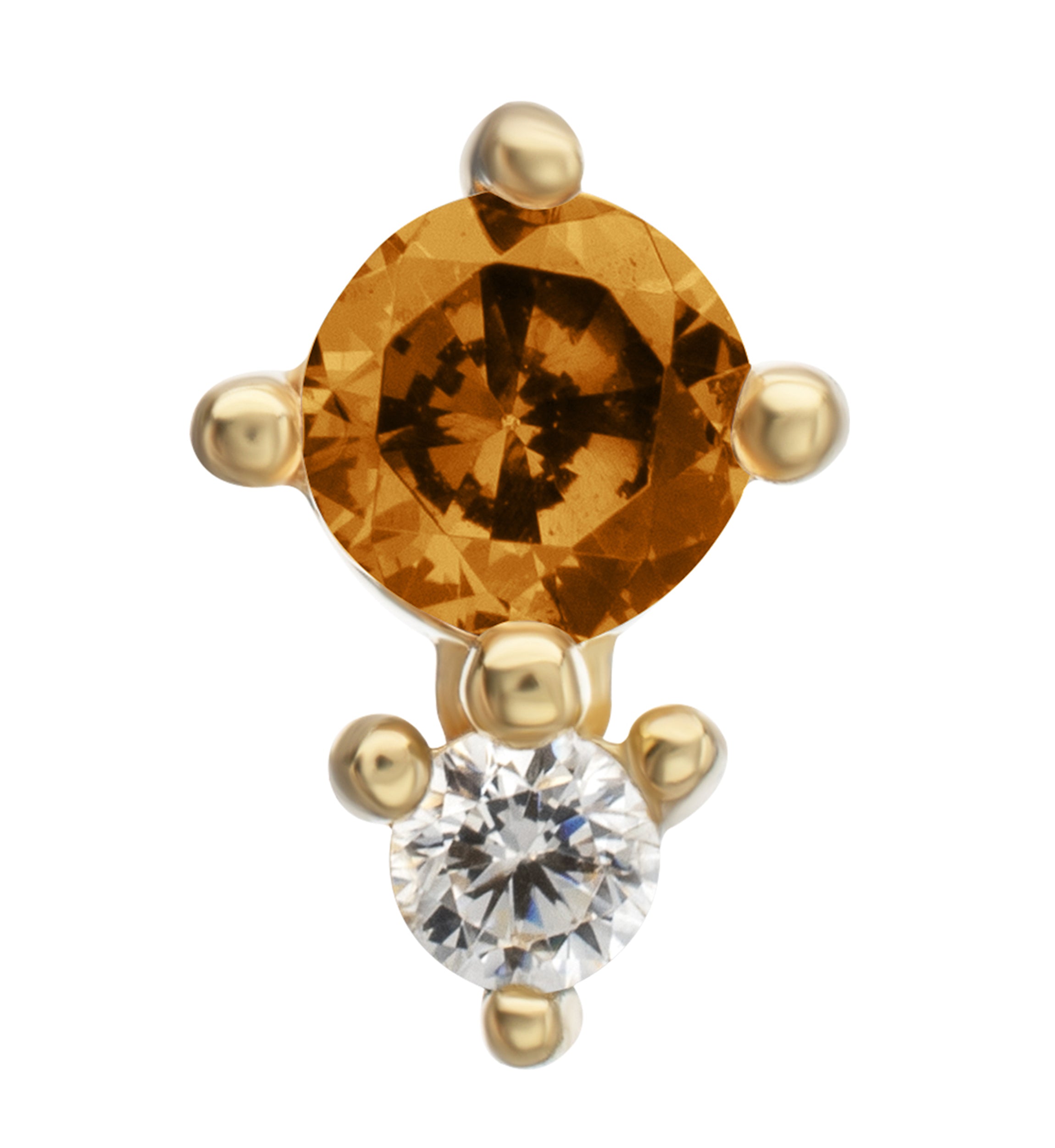 14kt Gold Echo Champagne CZ Threadless Top