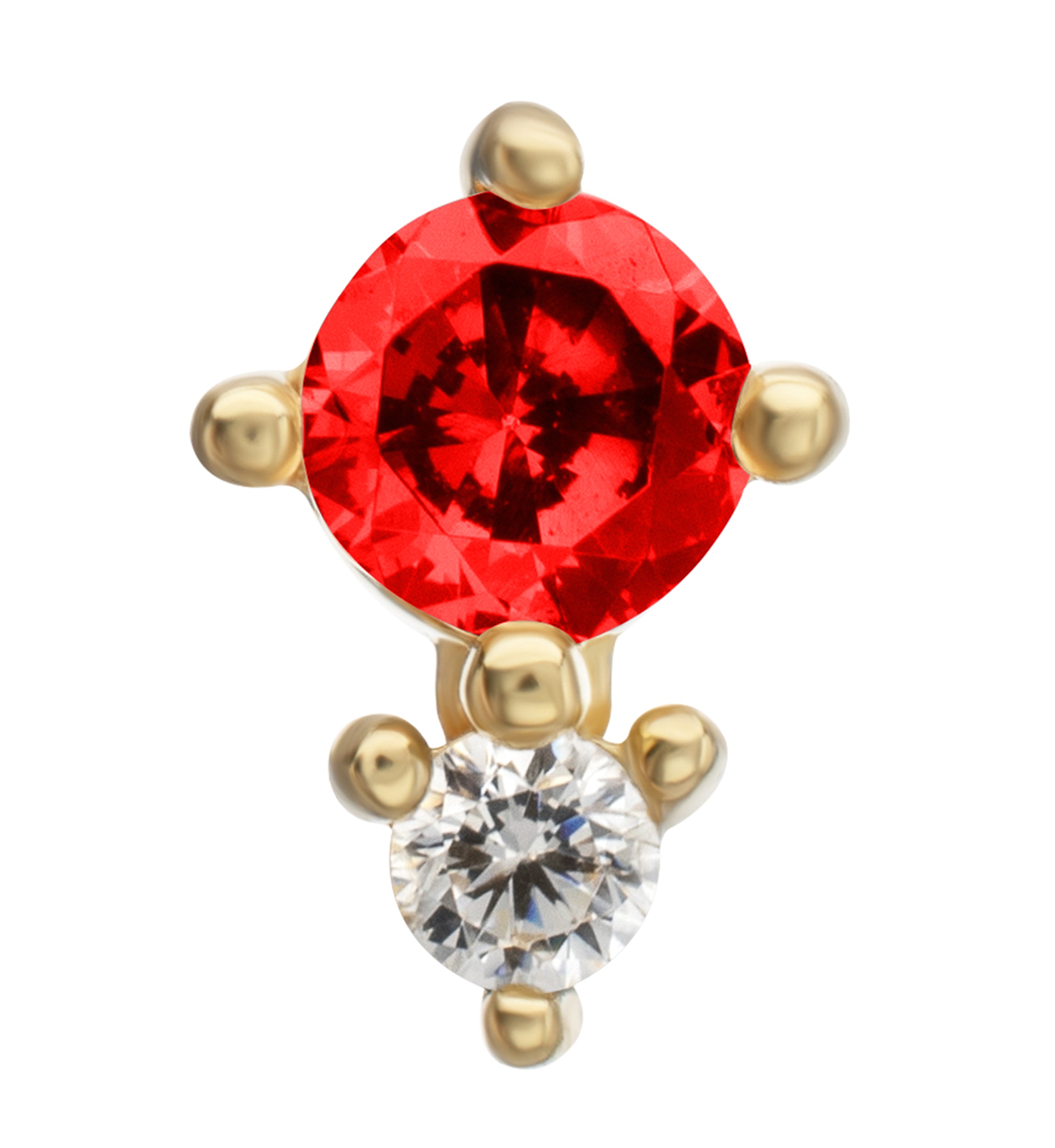 14kt Gold Echo Garnet CZ Threadless Top