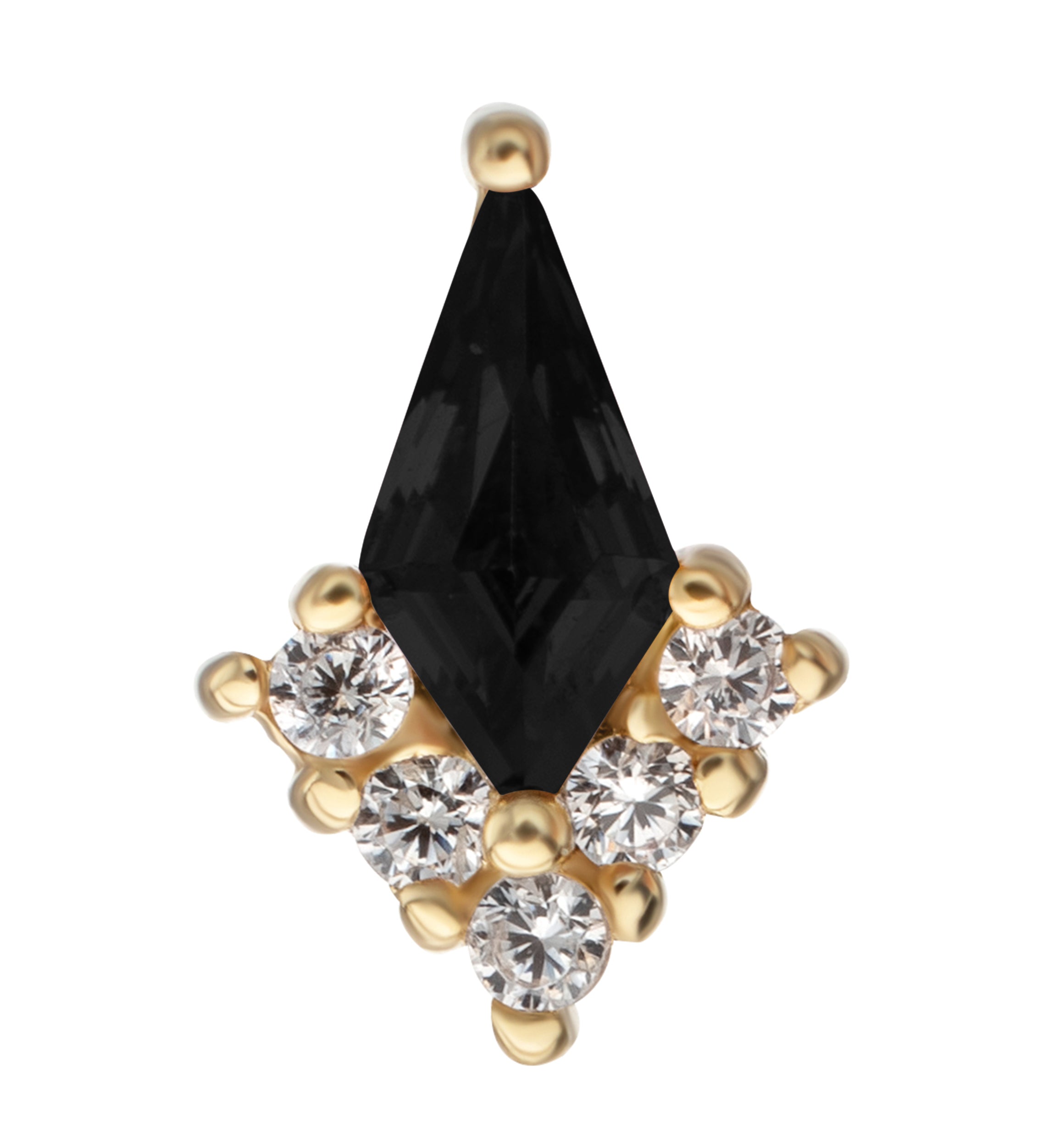 14kt Gold Harlequin Black CZ Threadless Top