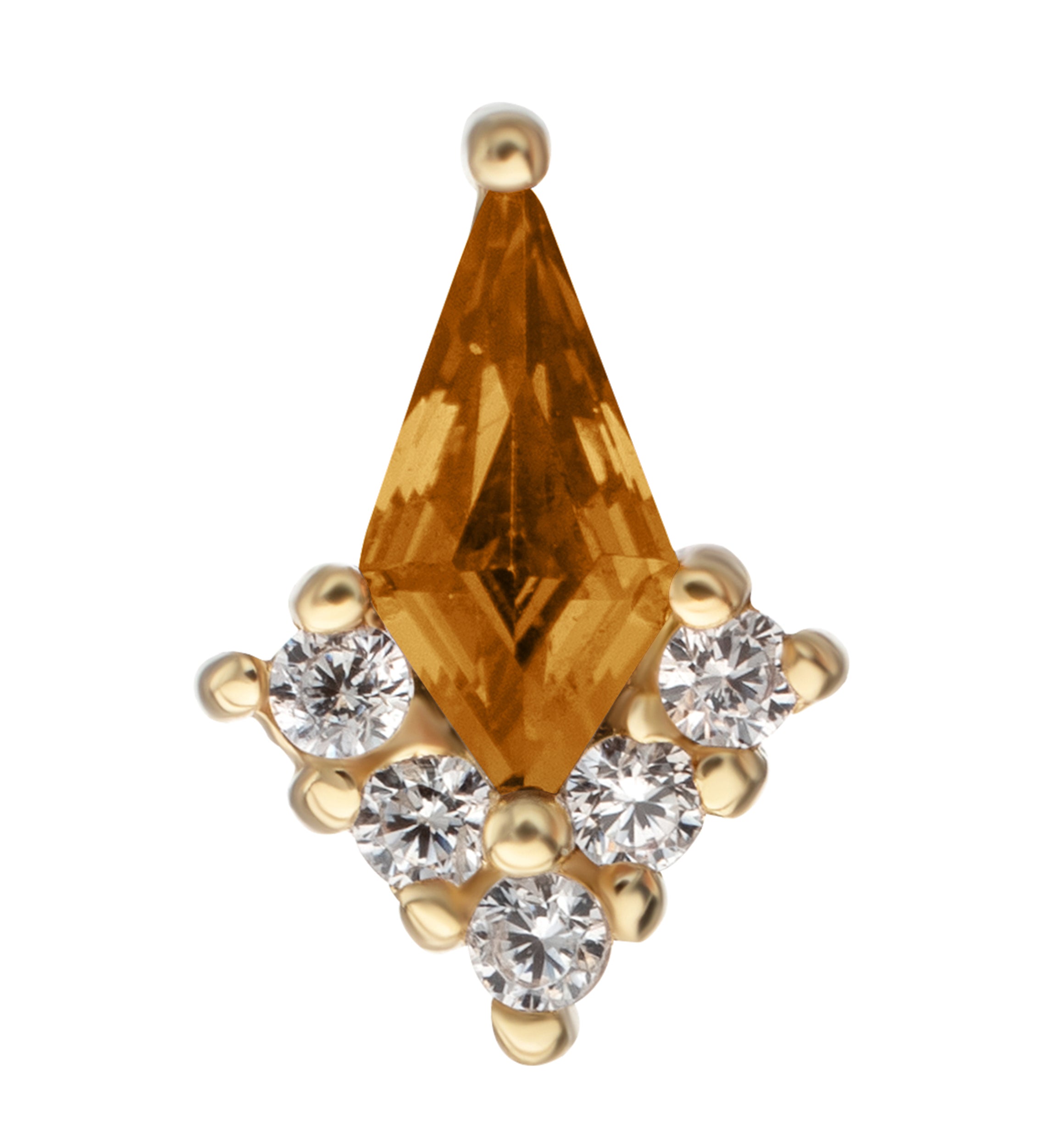 14kt Gold Harlequin Champagne CZ Threadless Top