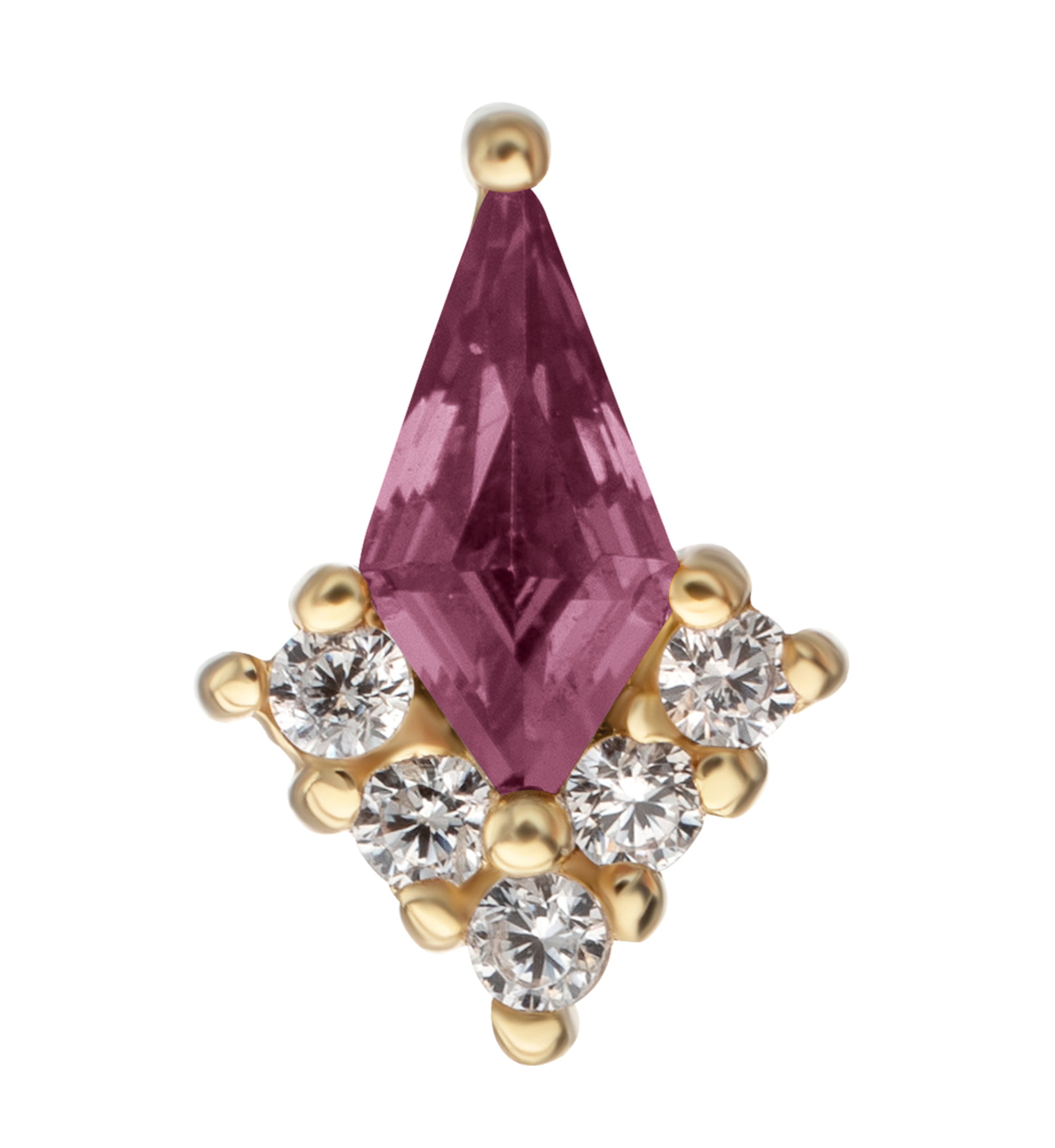 14kt Gold Harlequin Pink CZ Threadless Top