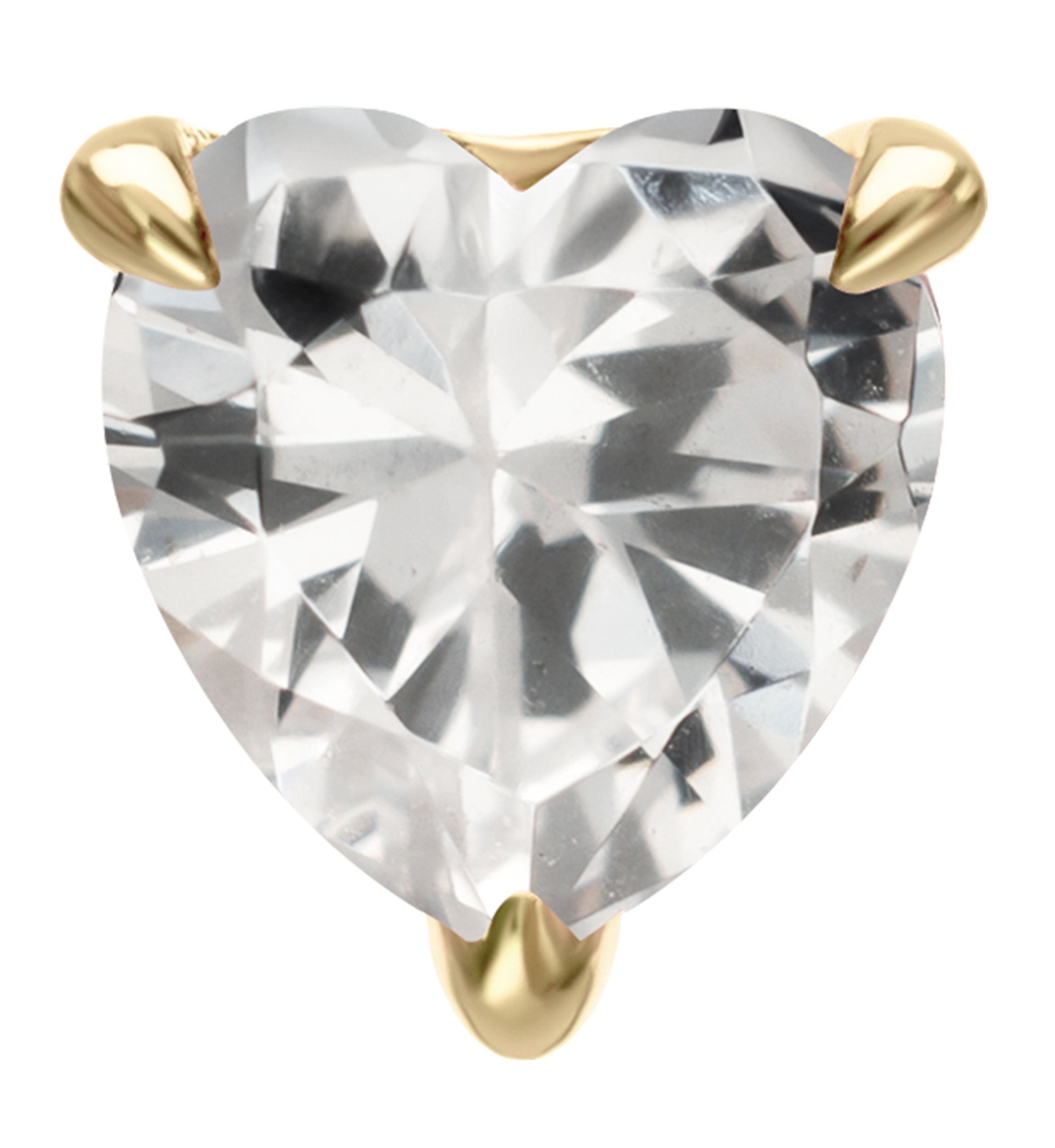 14kt Gold Heart Clear CZ Threadless Top