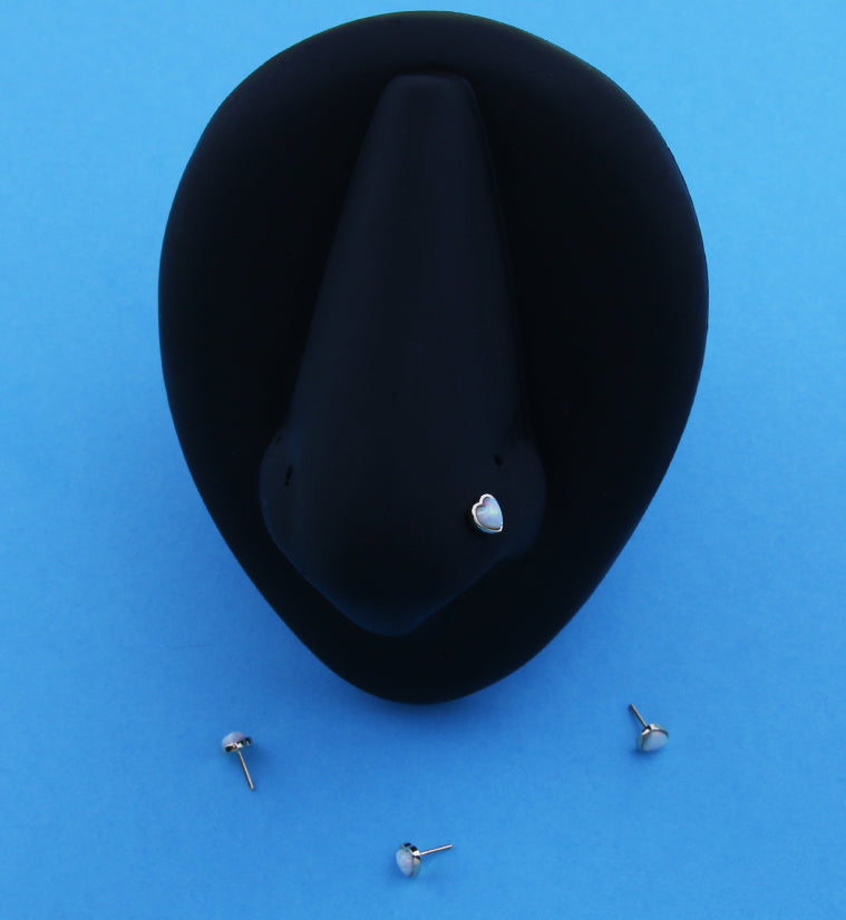 14kt Gold Heart White Opalite Threadless Top