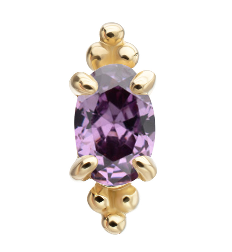 14kt Gold Heirloom Amethyst CZ Threadless Top