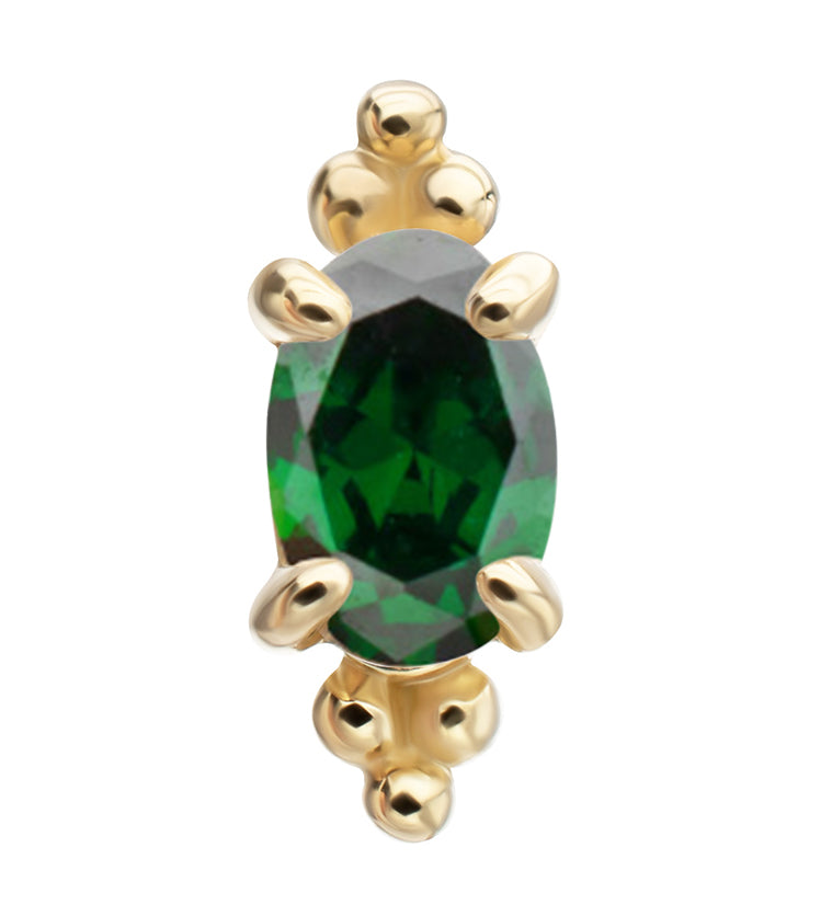 14kt Gold Heirloom Emerald CZ Threadless Top