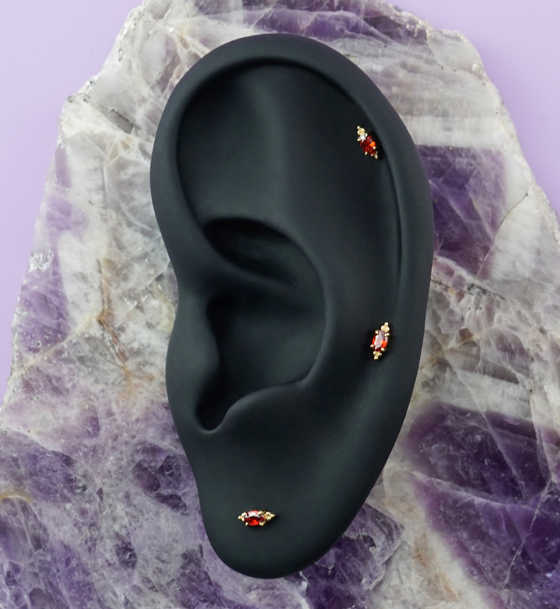 14kt Gold Heirloom Garnet CZ Threadless Top