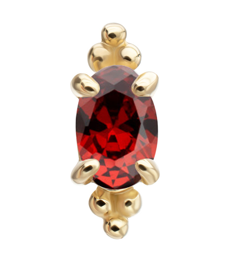 14kt Gold Heirloom Garnet CZ Threadless Top