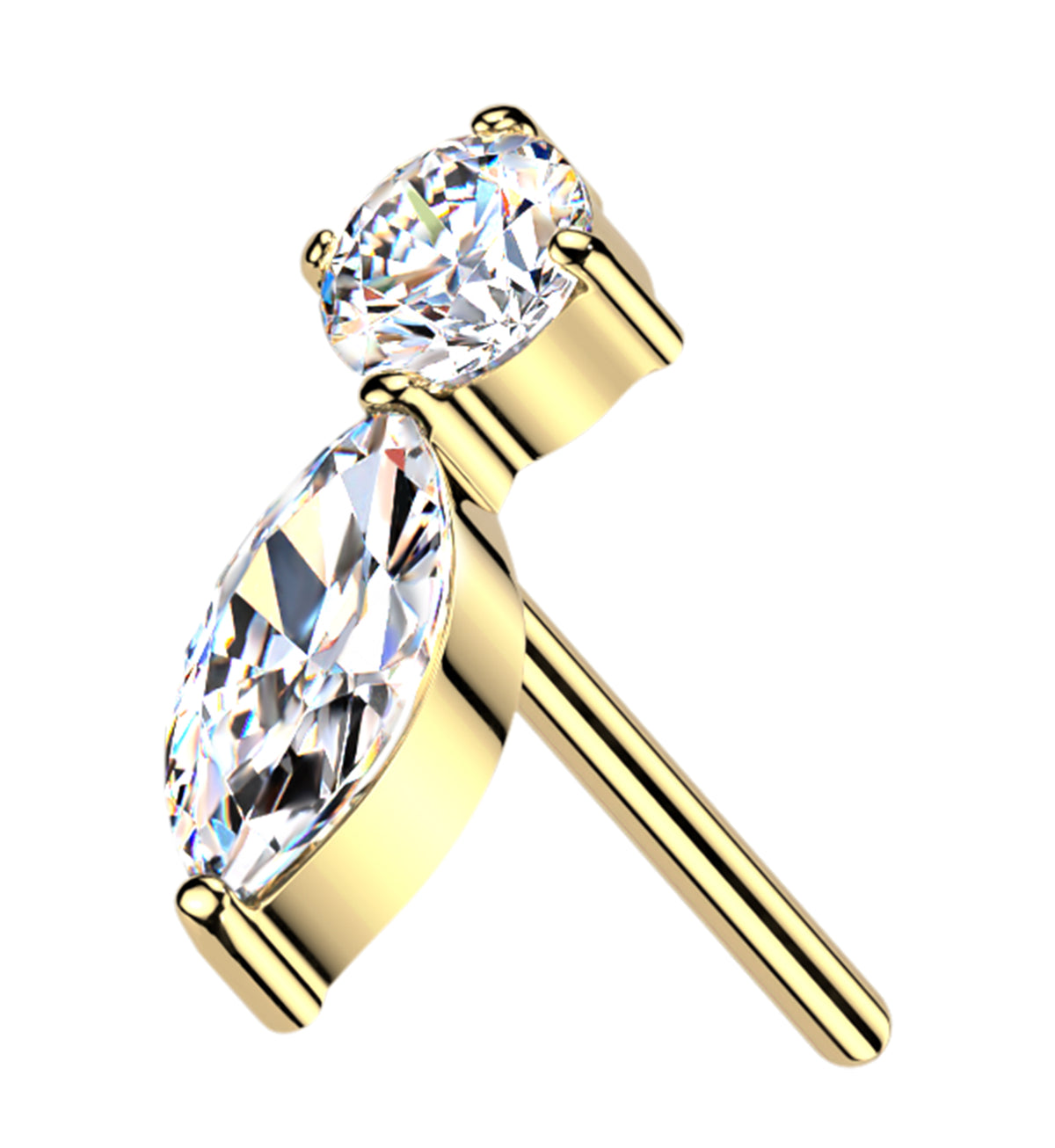 14kt Gold Icicle Drip CZ Threadless Top