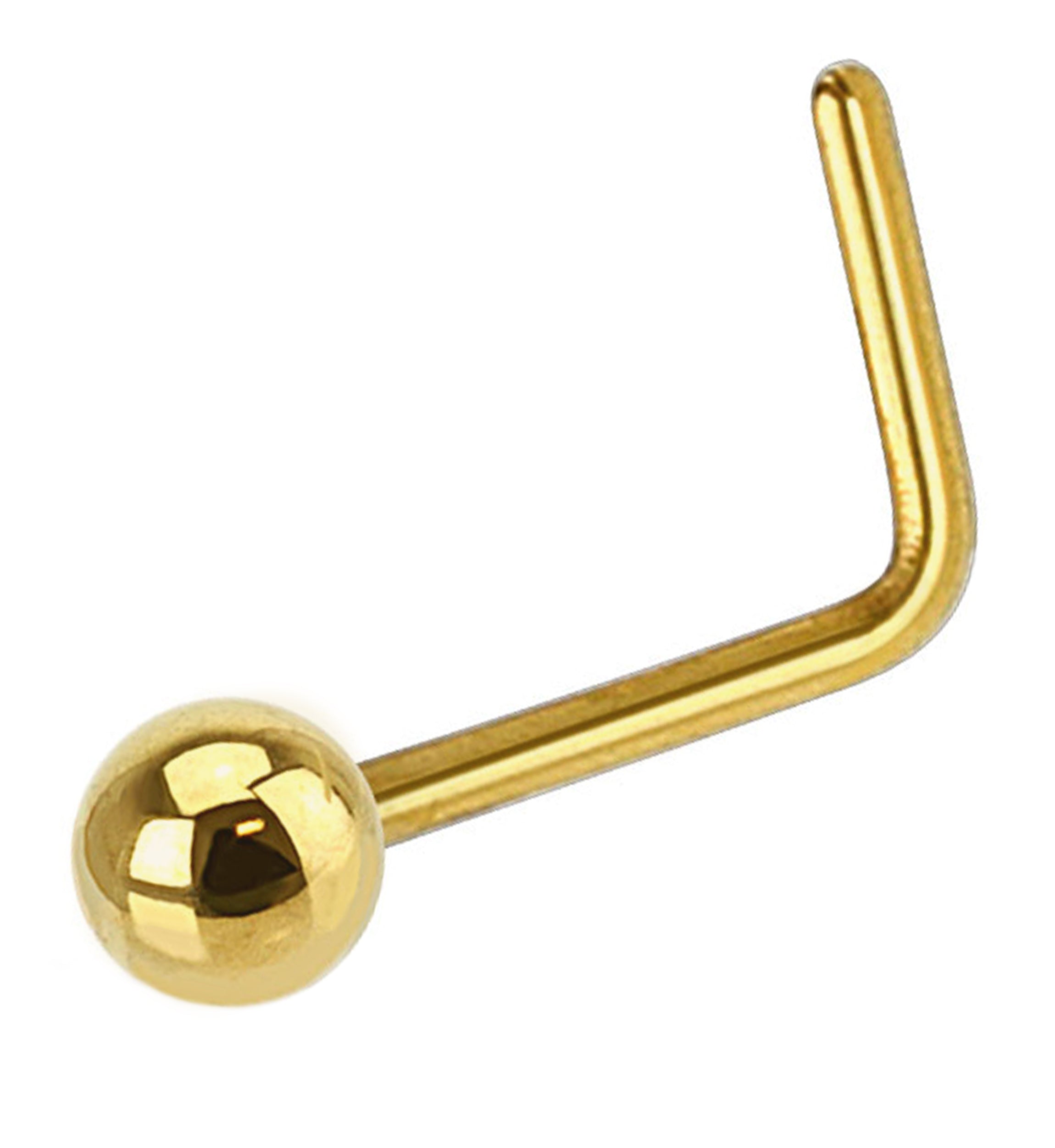 14kt Gold L Bend Ball Top Nose Ring