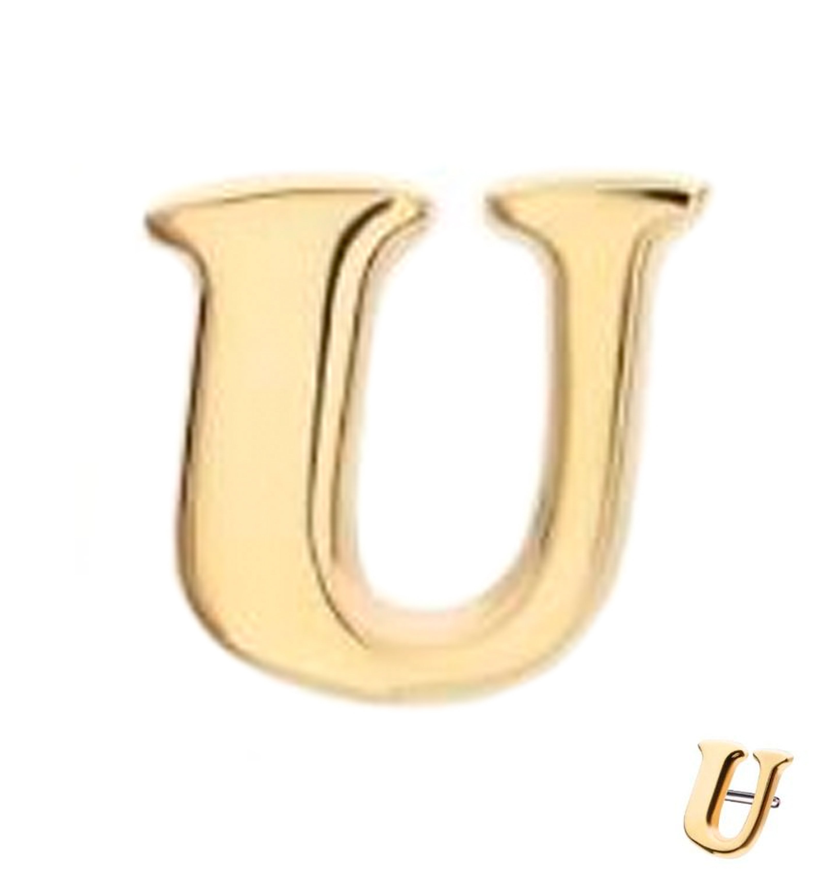 14kt Gold Letter U Threadless Top