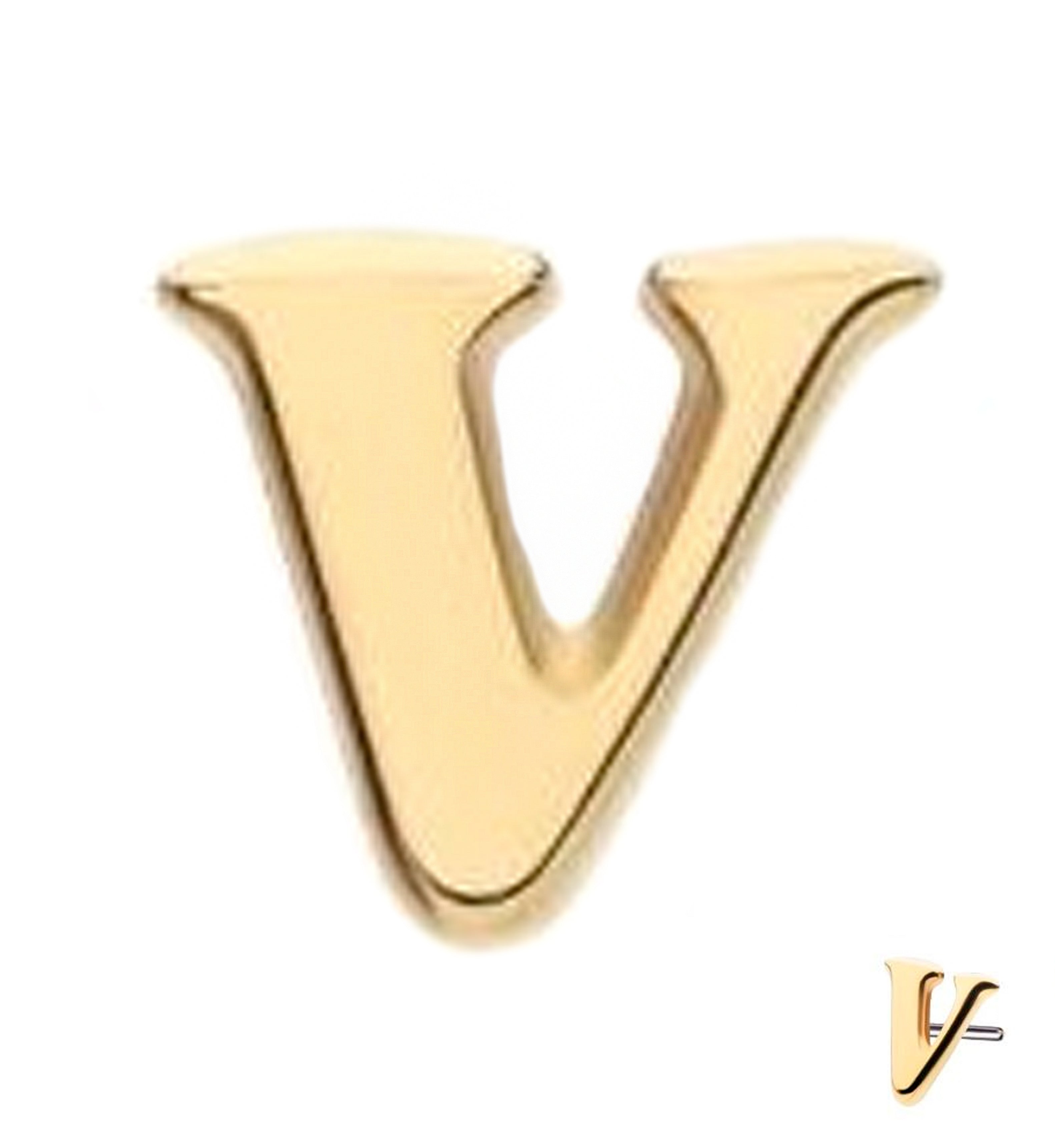 14kt Gold Letter V Threadless Top