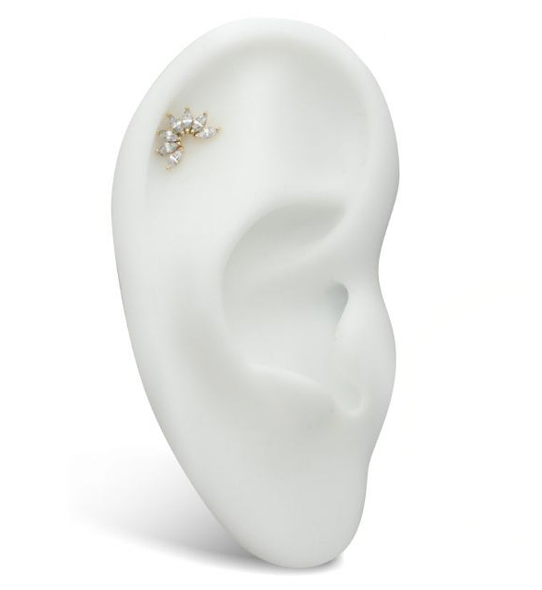 14kt Gold Marquise Clear CZ Arch Threadless Top