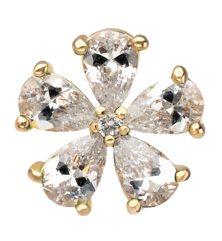 14kt Gold Myosotis Clear CZ Threadless Top