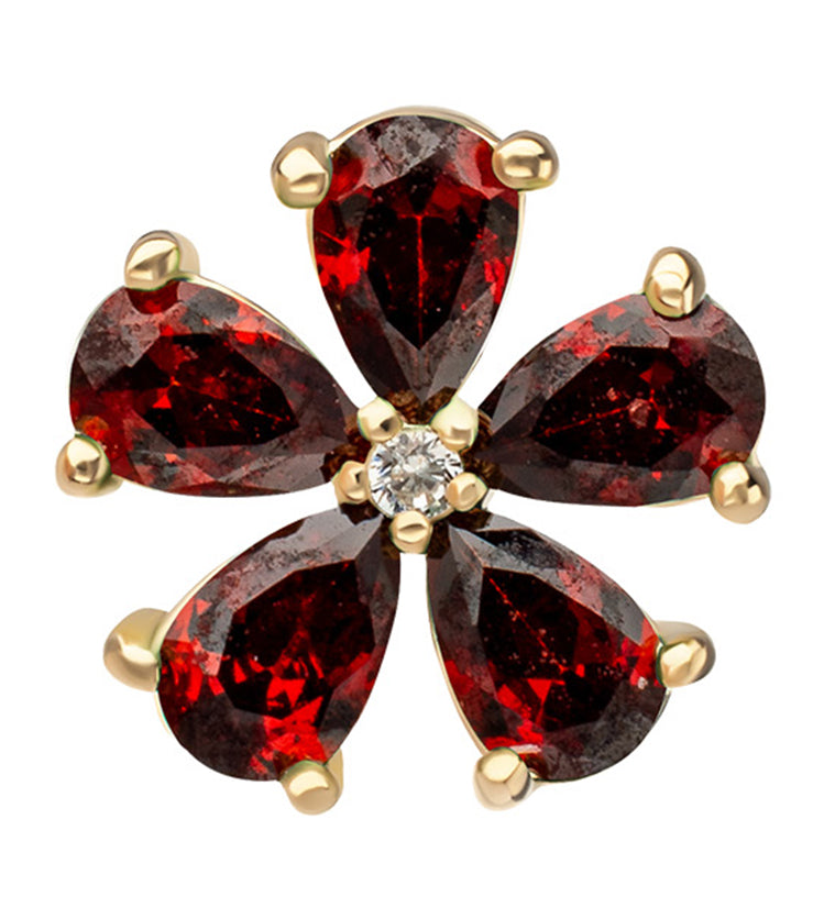 14kt Gold Myosotis Garnet CZ Threadless Top