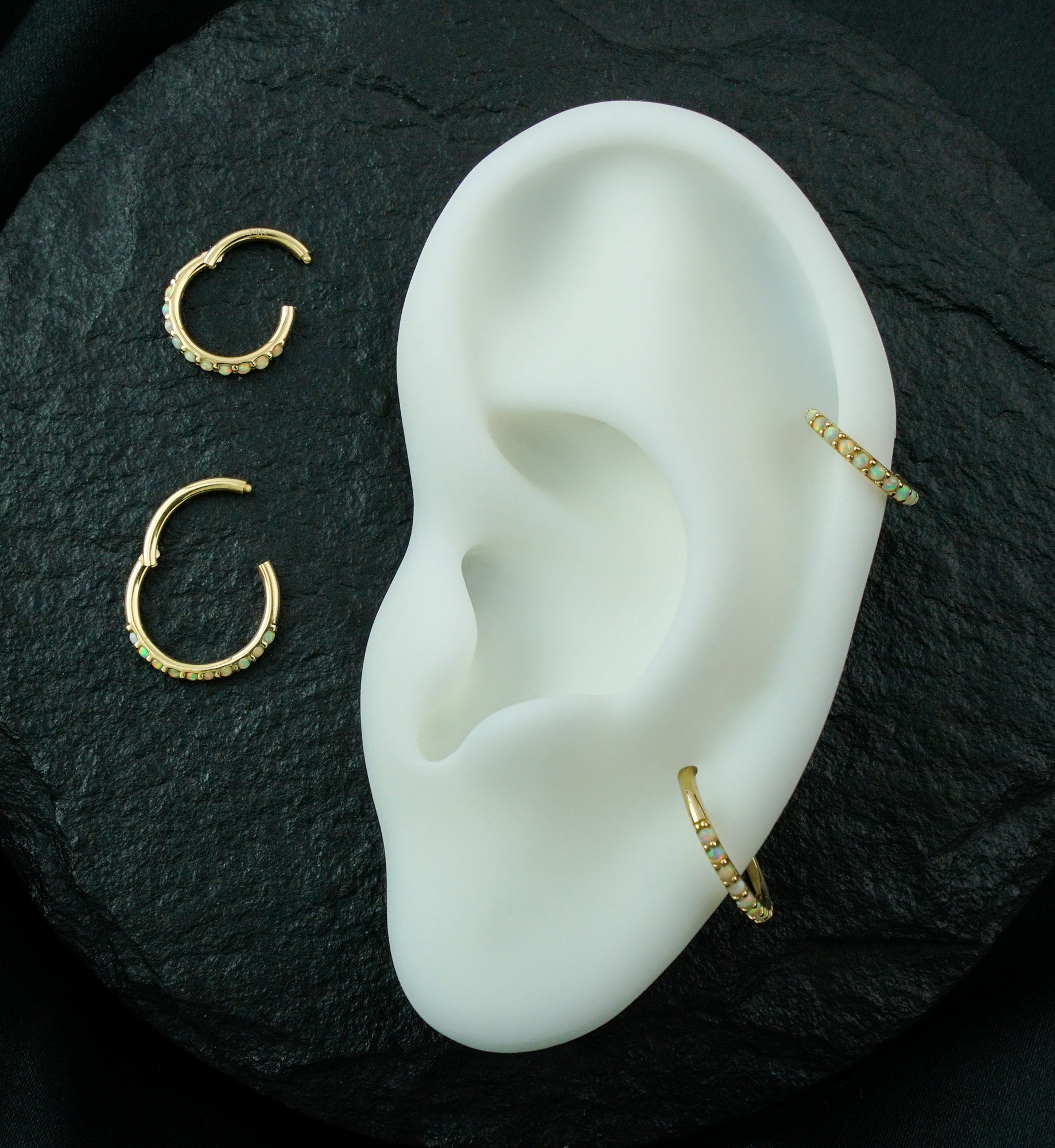 14kt Gold Opalite Edge Hinged Segment Ring