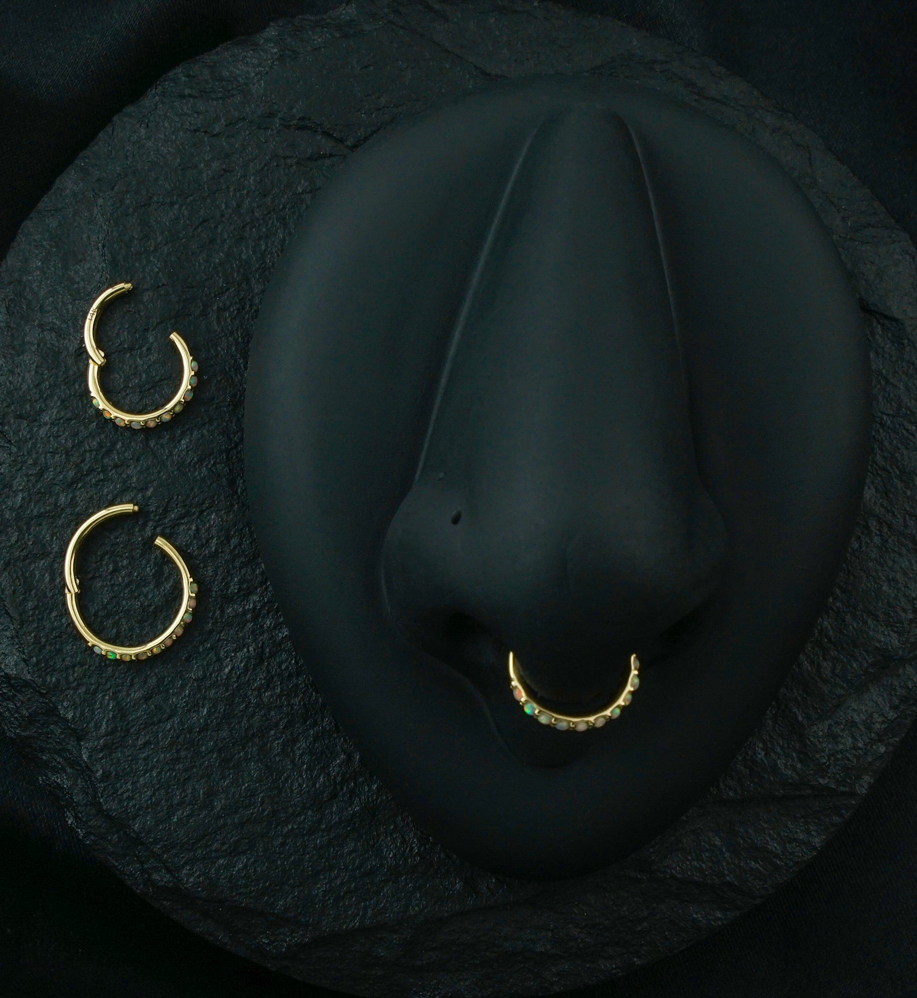 14kt Gold Opalite Edge Hinged Segment Ring