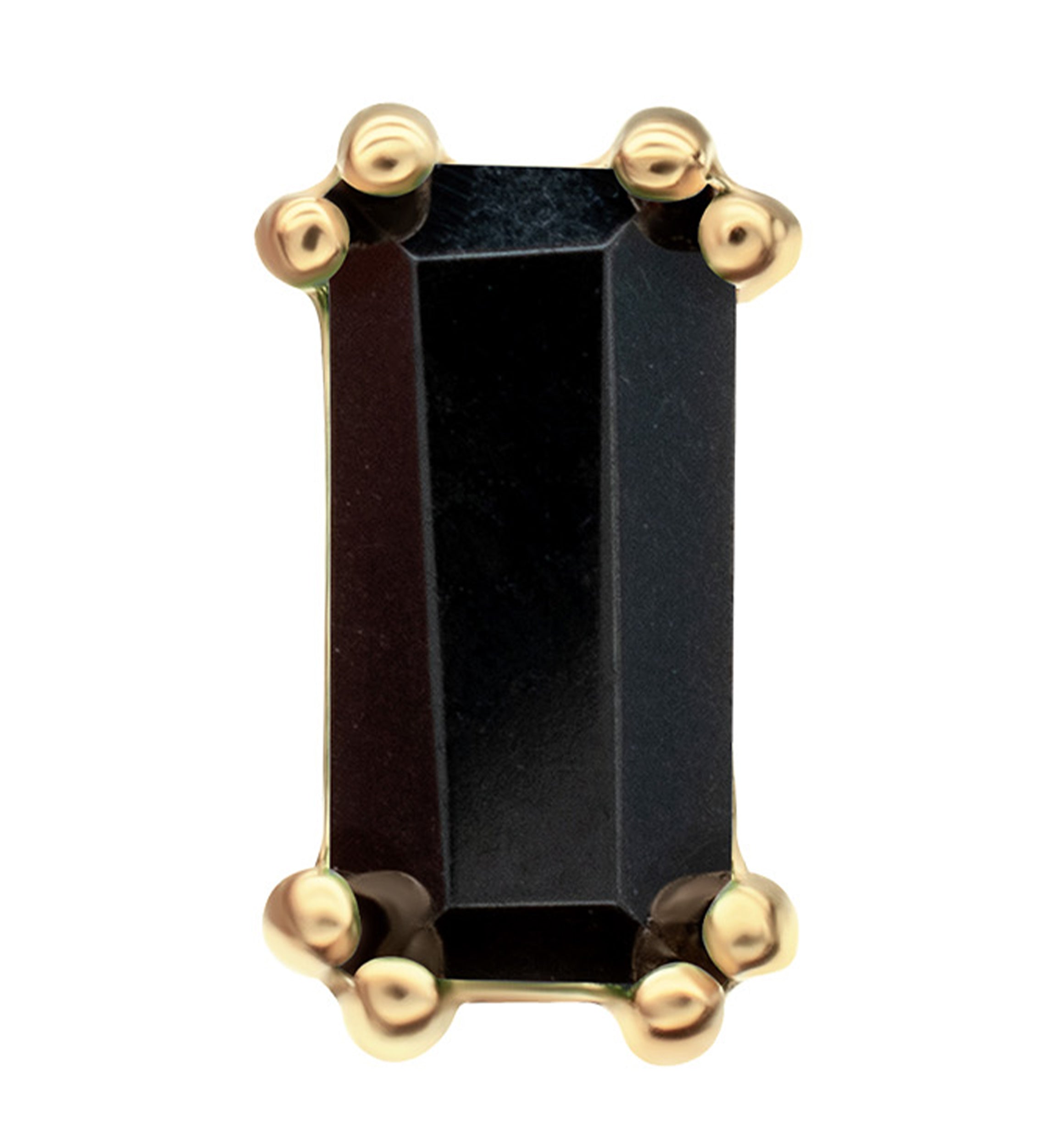 14kt Gold Rectangle Black CZ Threadless Top