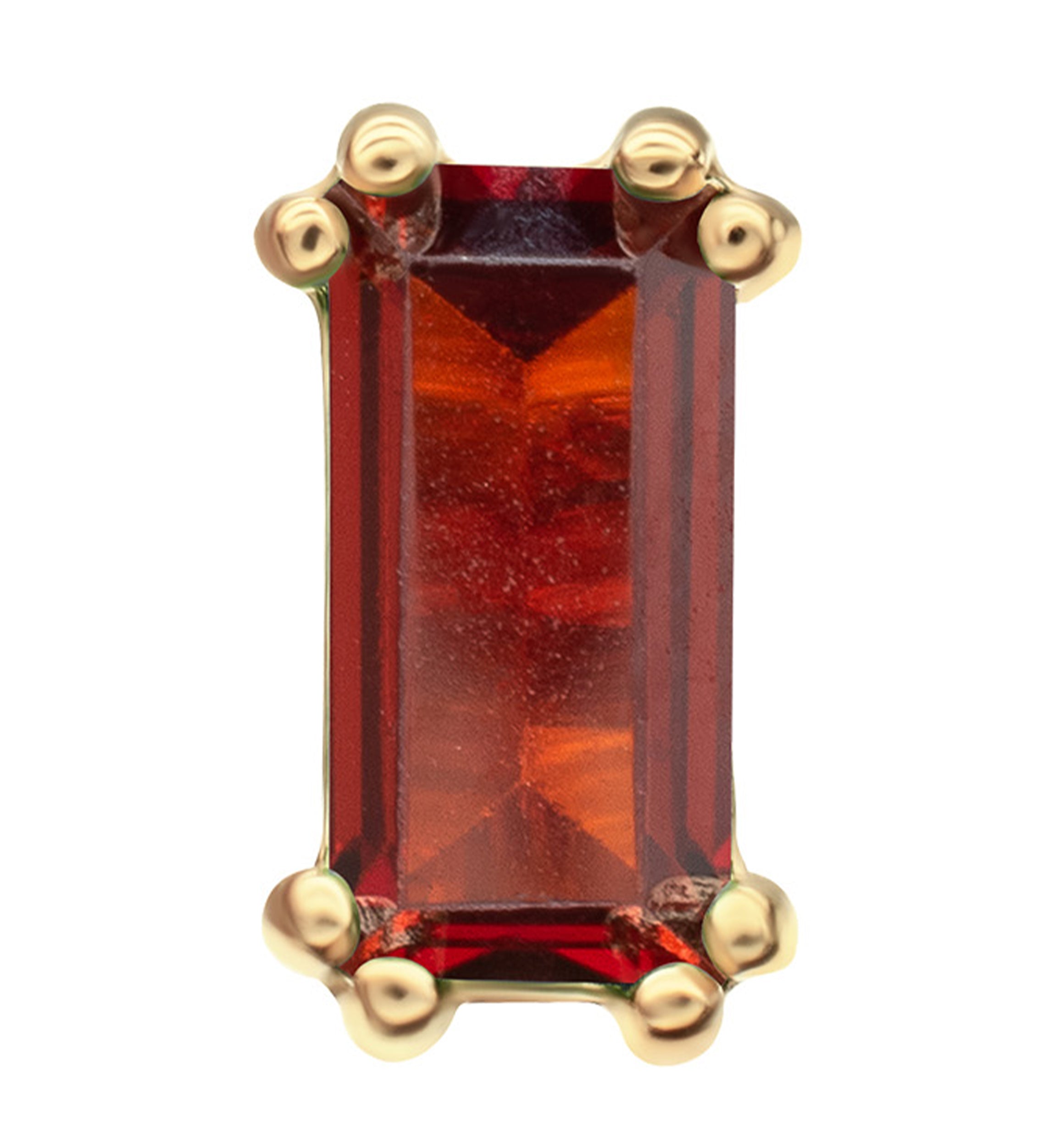 14kt Gold Rectangle Garnet CZ Threadless Top