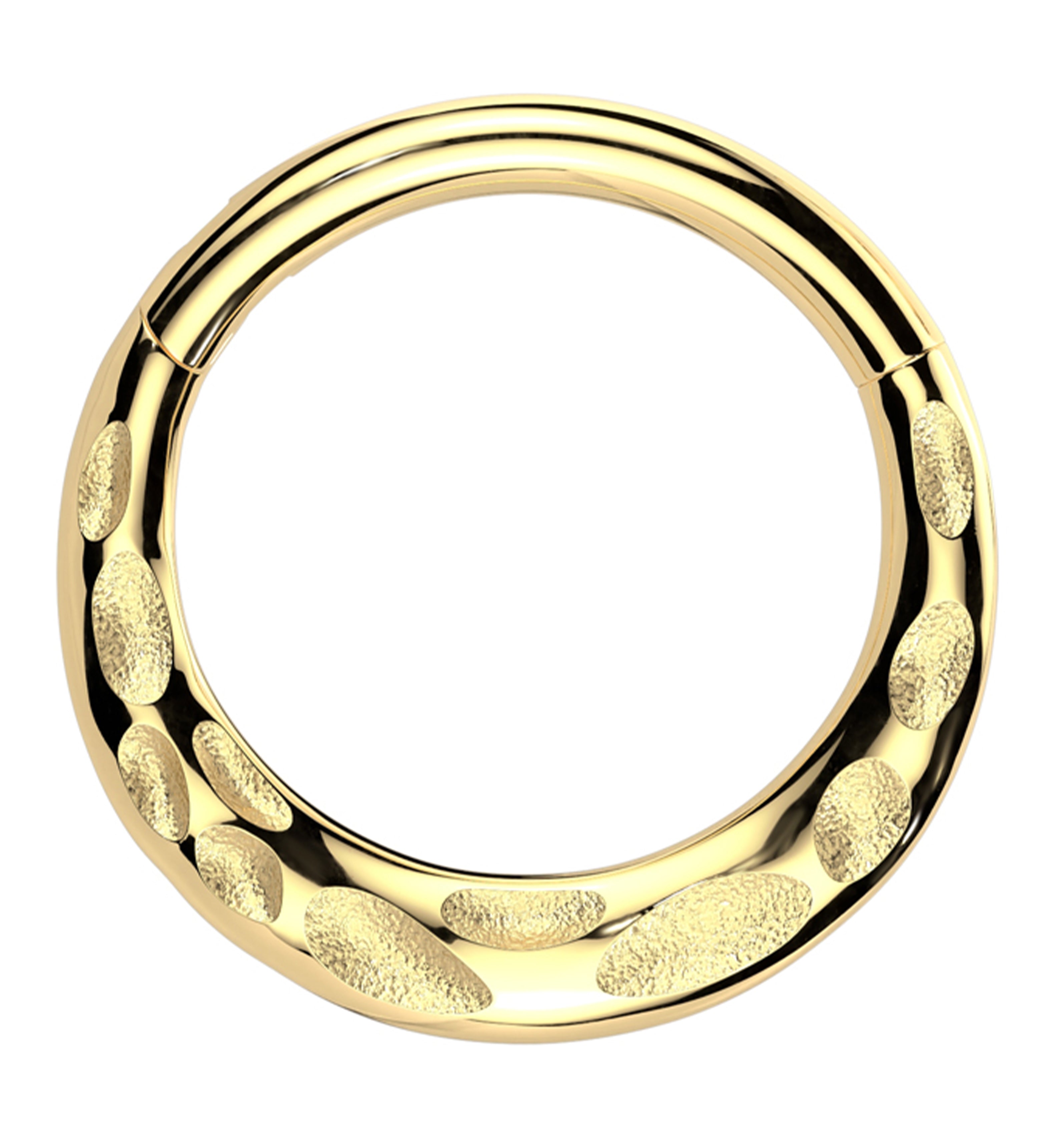 14kt Gold Reversible Smooth and Hammered Hinged Segment Ring