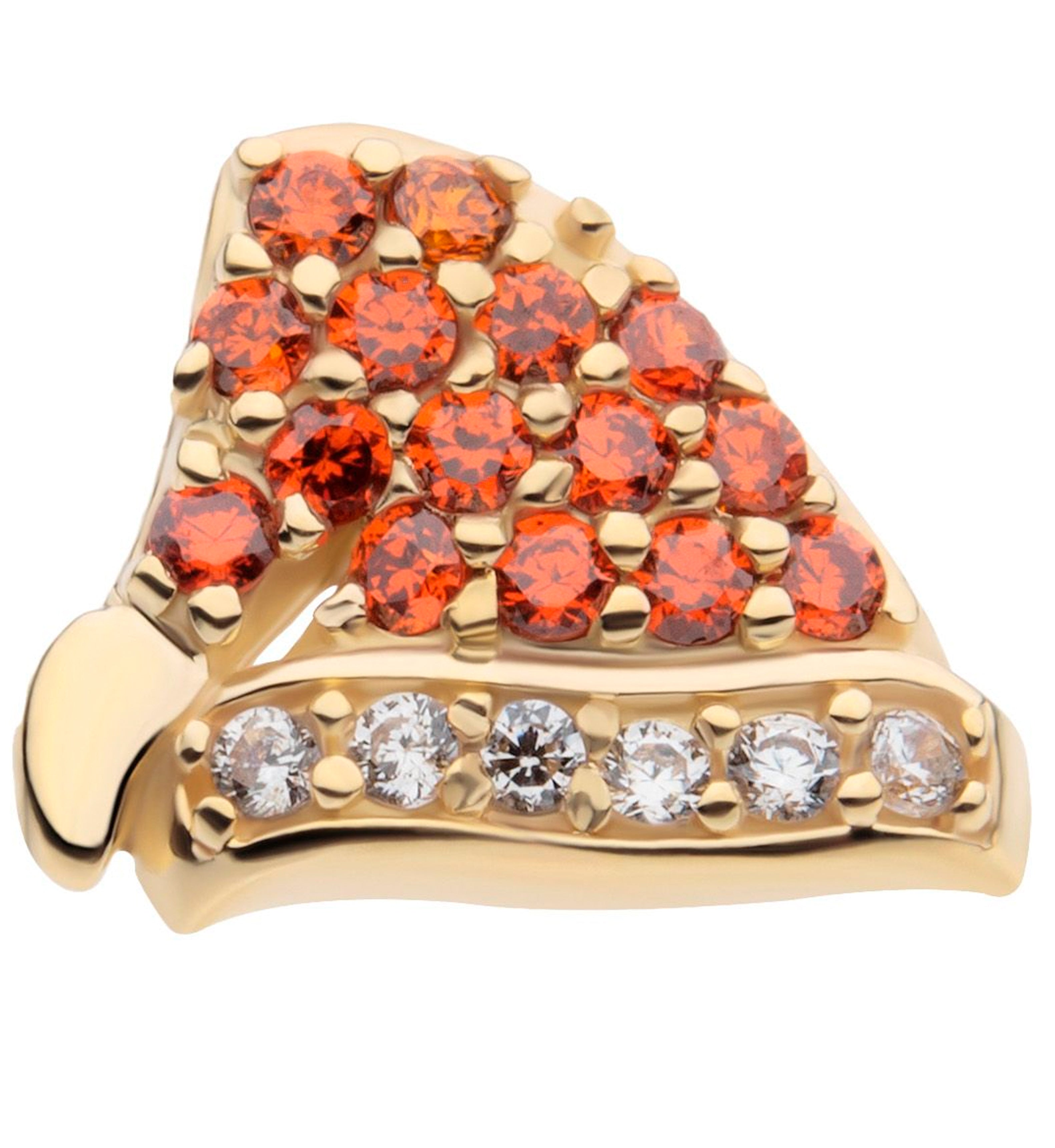 14kt Gold Santa Hat Red CZ Threadless Top