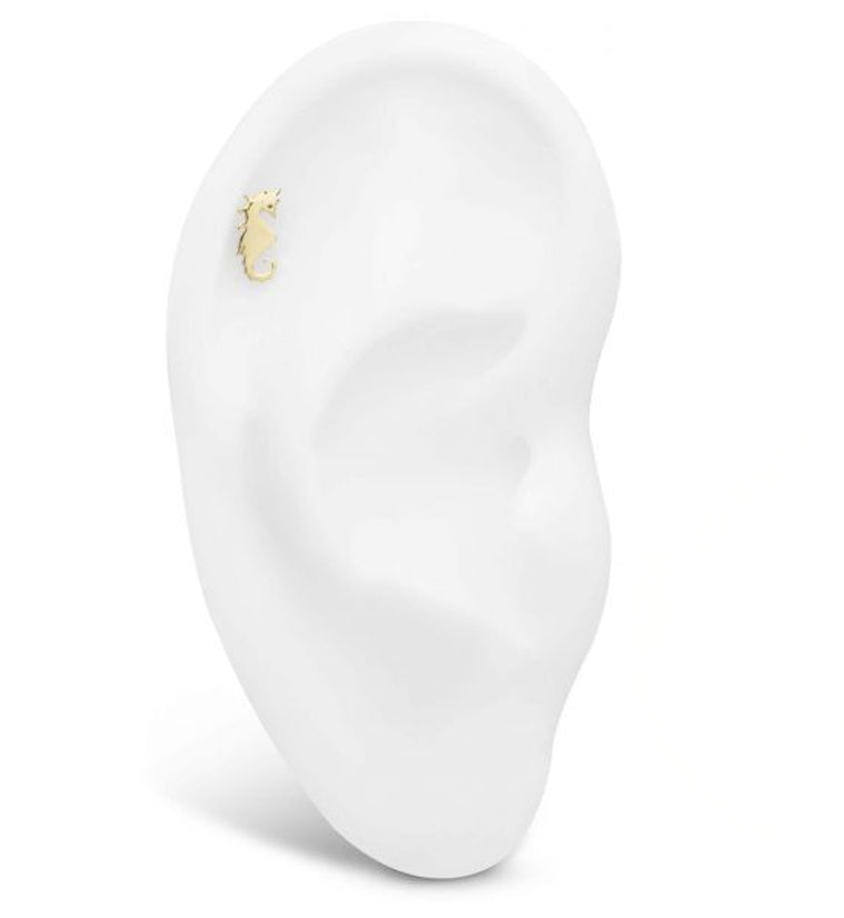 14kt Gold Seahorse Threadless Top