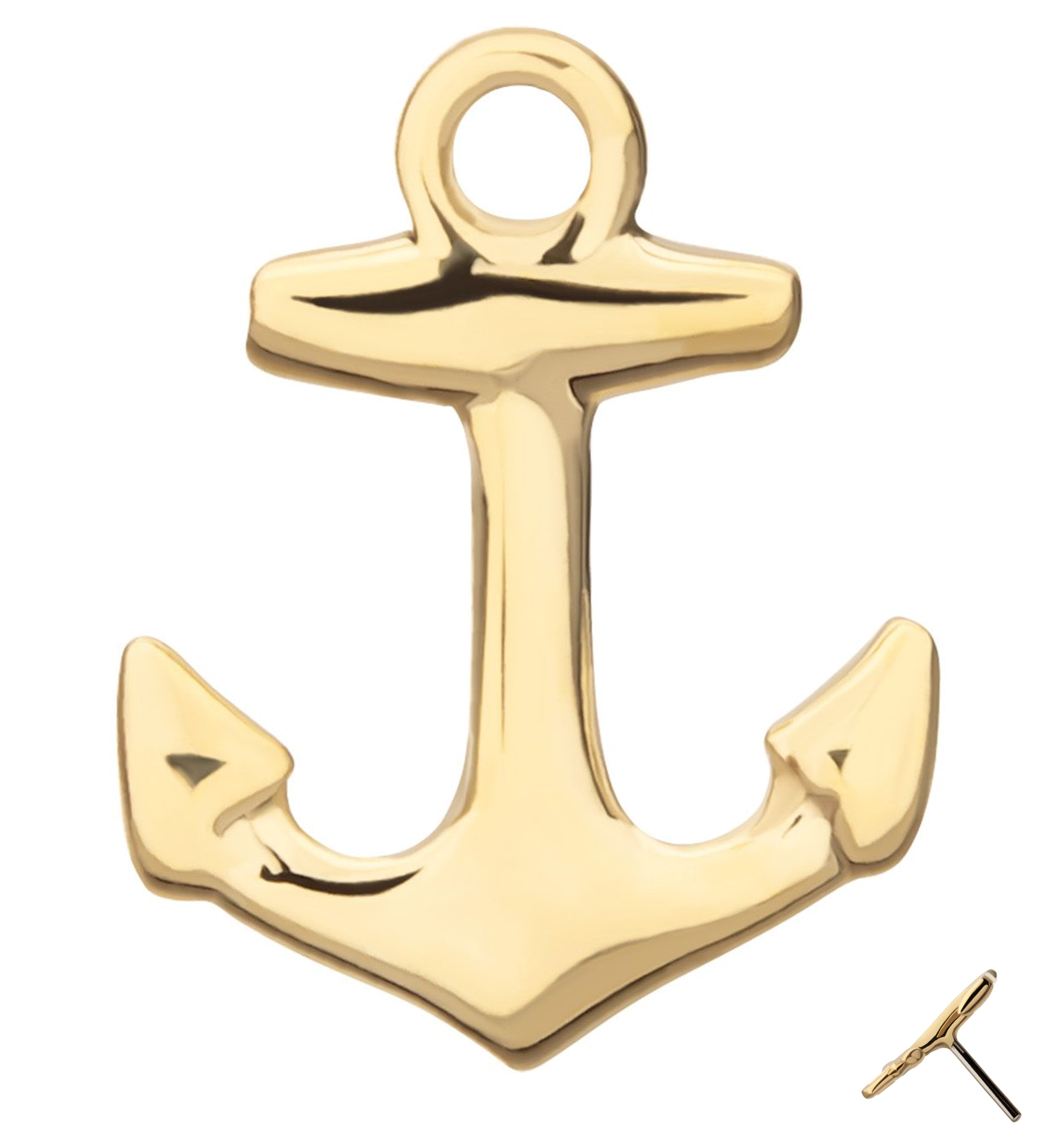 14kt Gold Ship Anchor Threadless Top