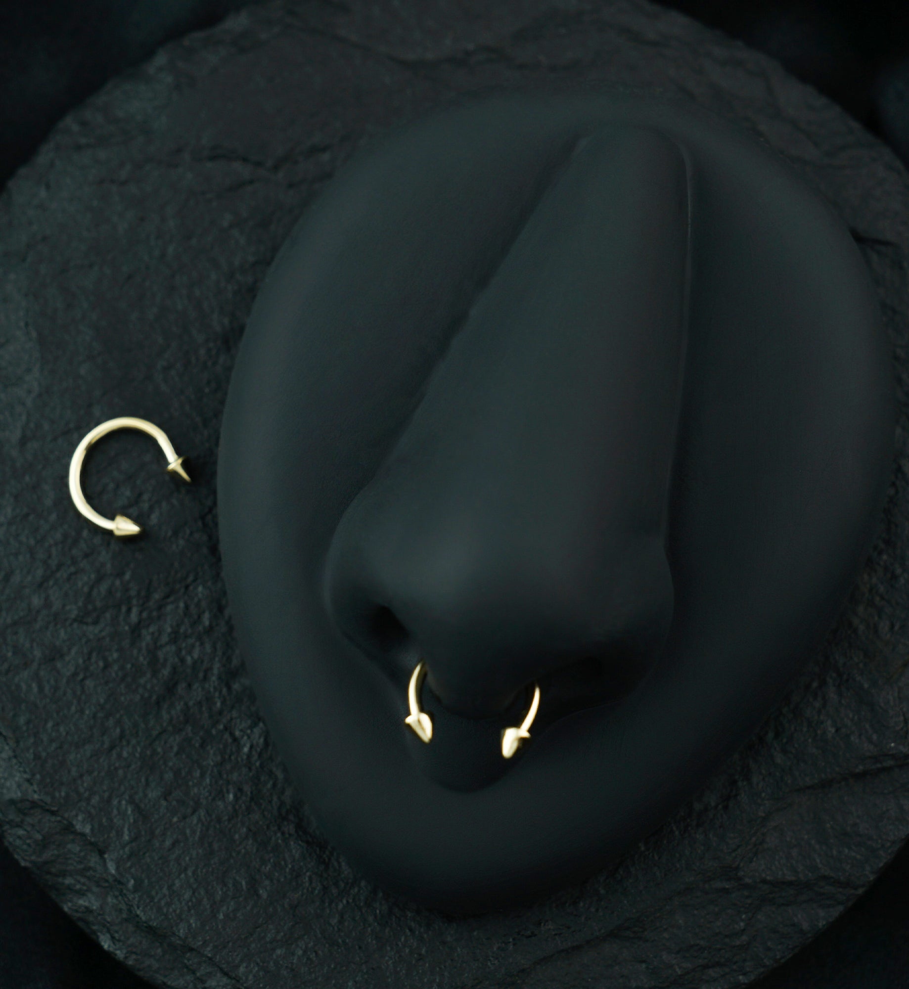 14kt Gold Spiked Circular Barbell