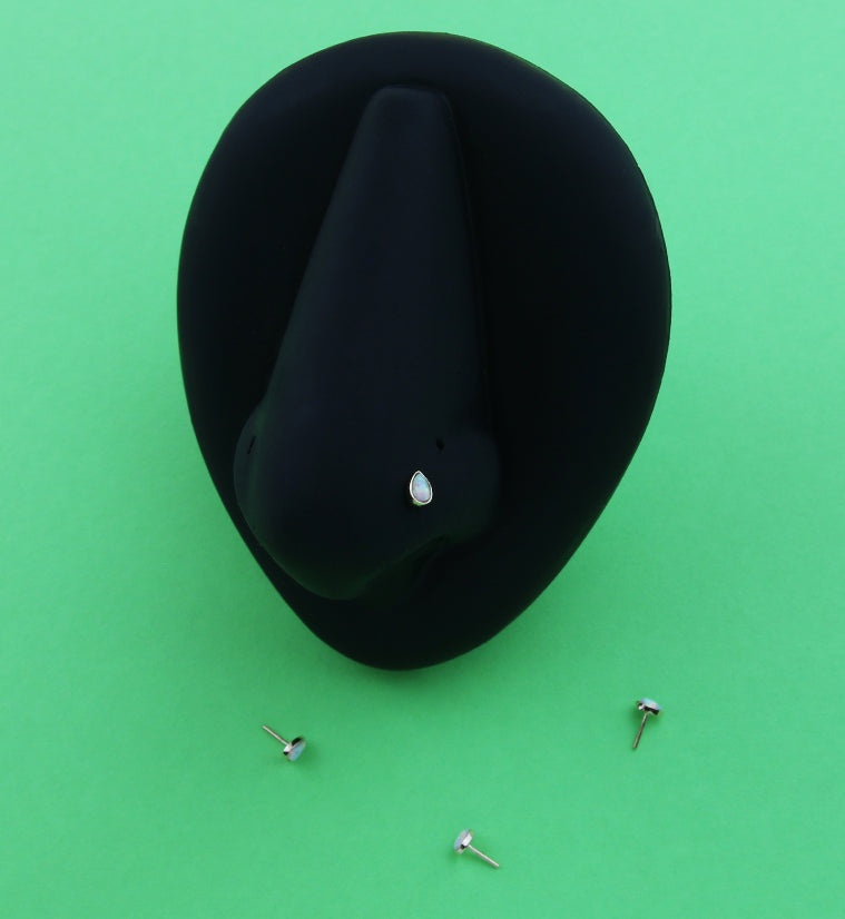 14kt Gold Teardrop White Opalite Threadless Top