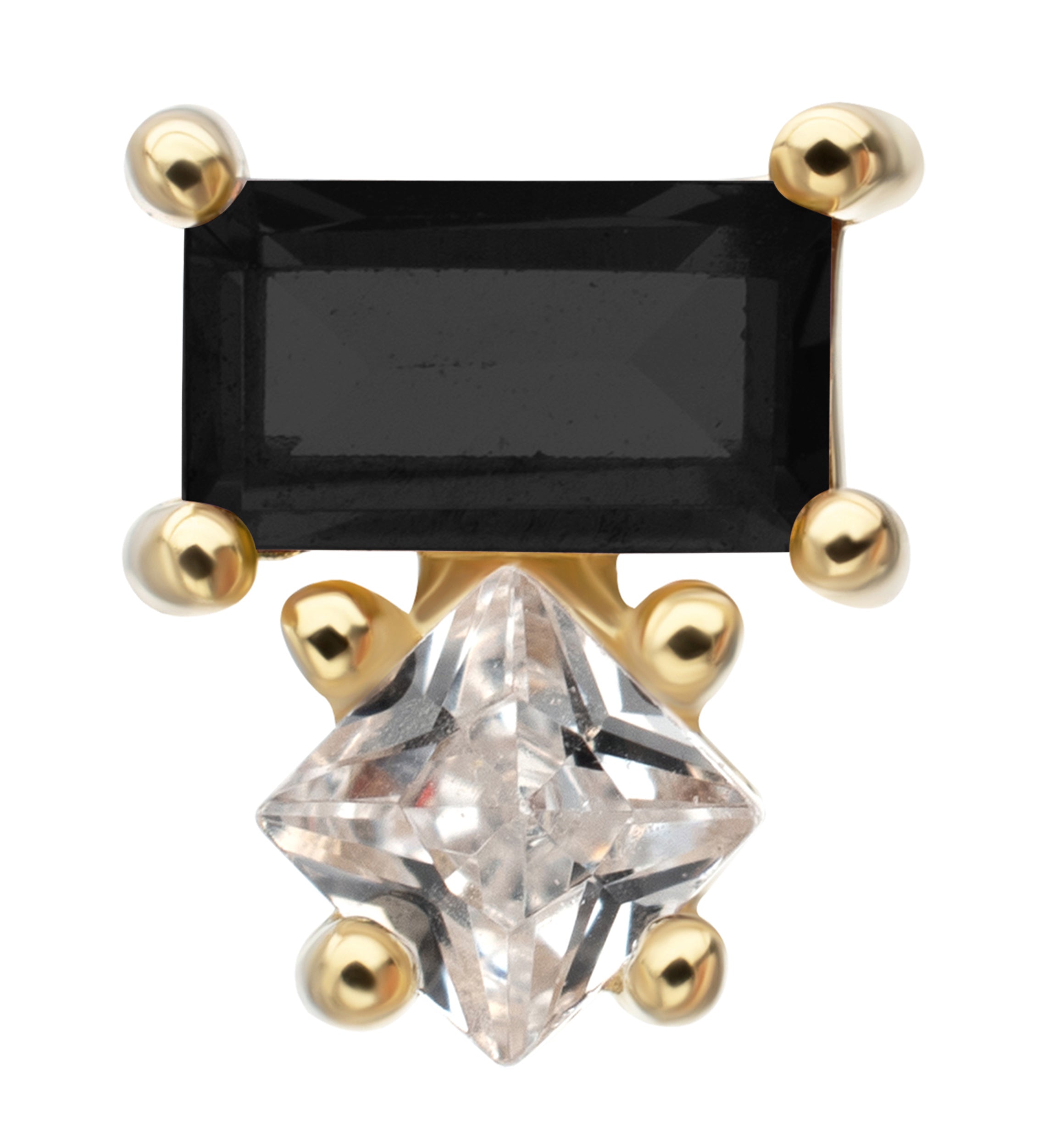 14kt Gold Tilt Black CZ Threadless Top