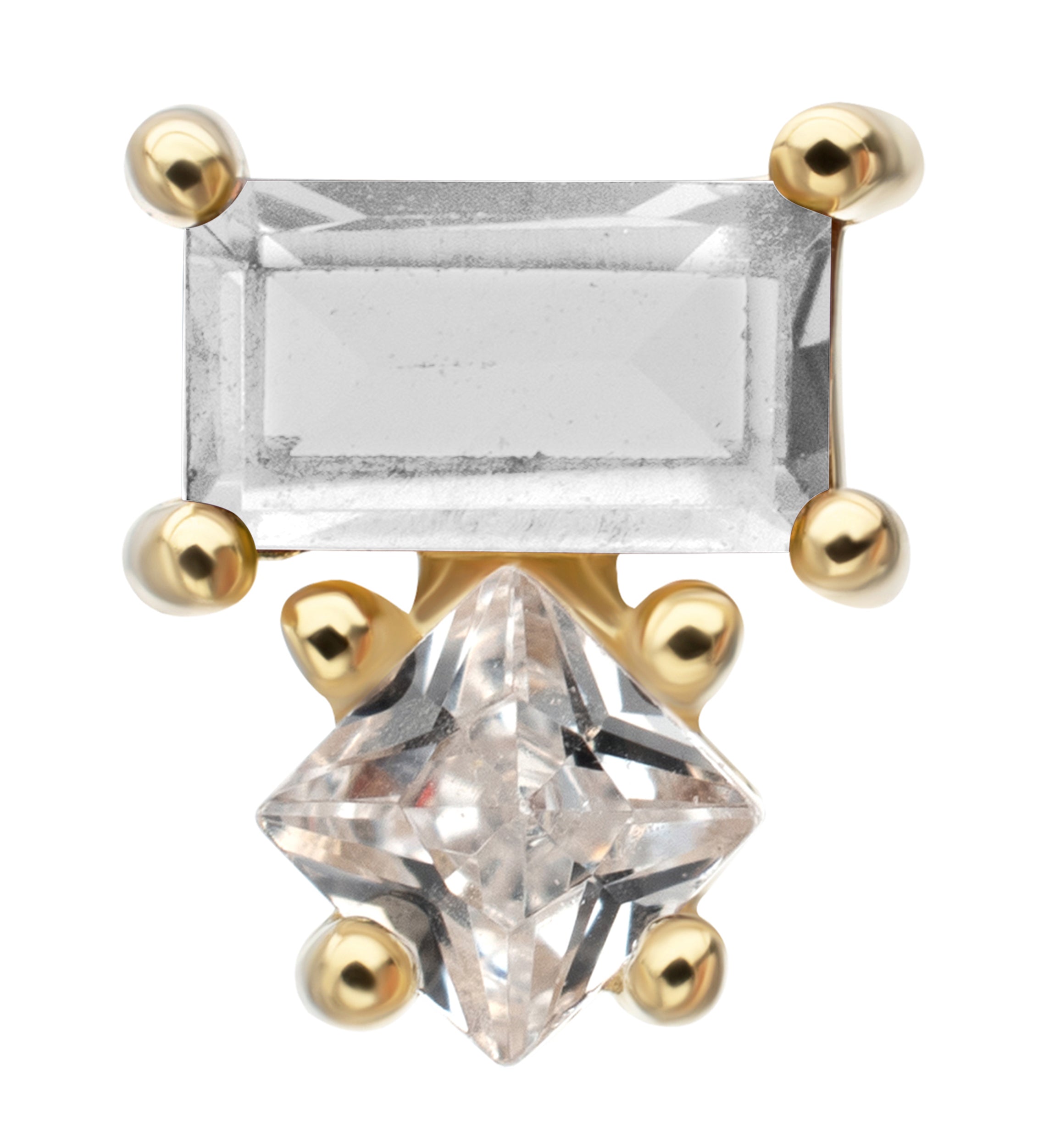 14kt Gold Tilt Champagne CZ Threadless Top