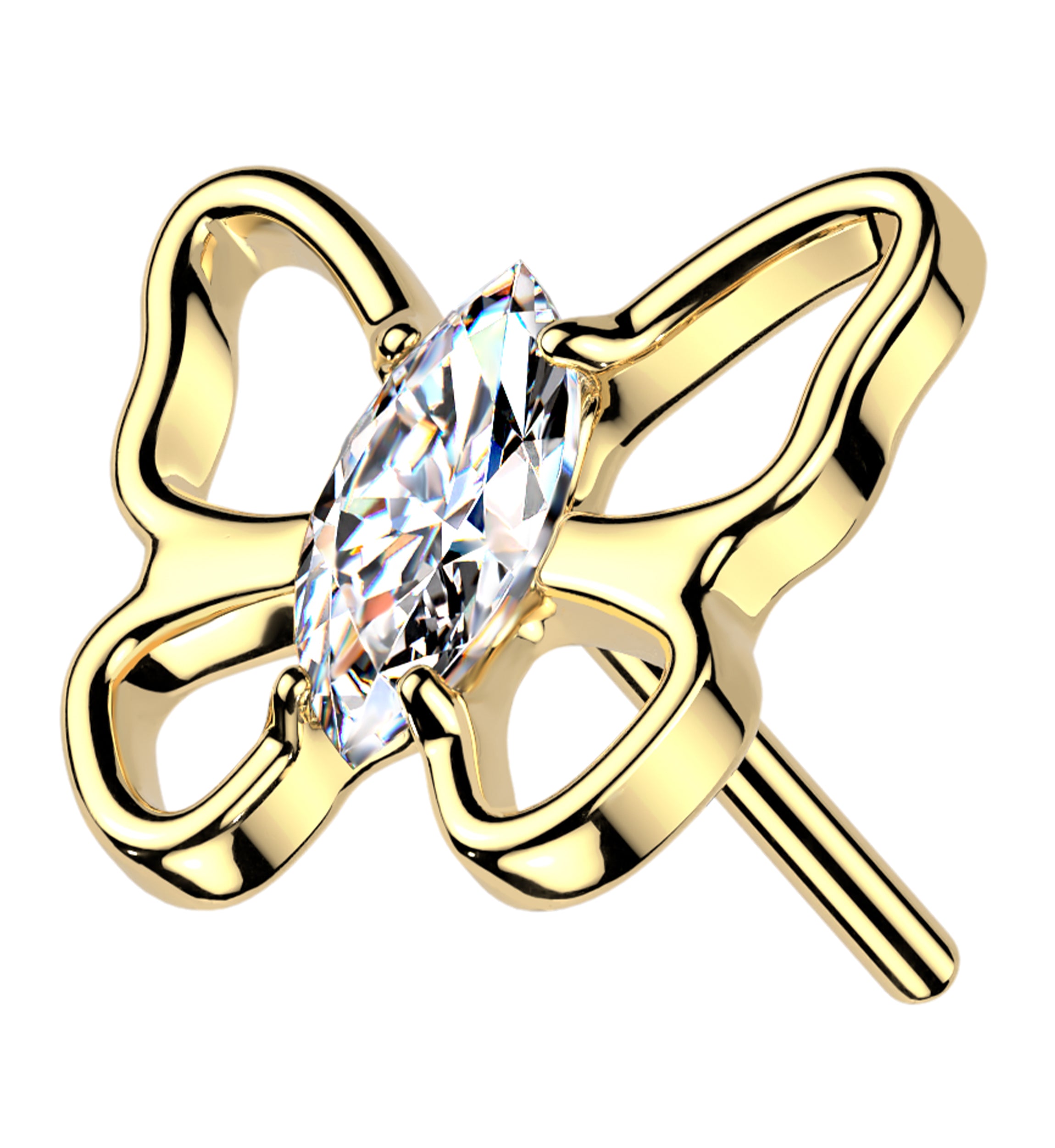 14kt Gold Trace Butterfly CZ Threadless Top
