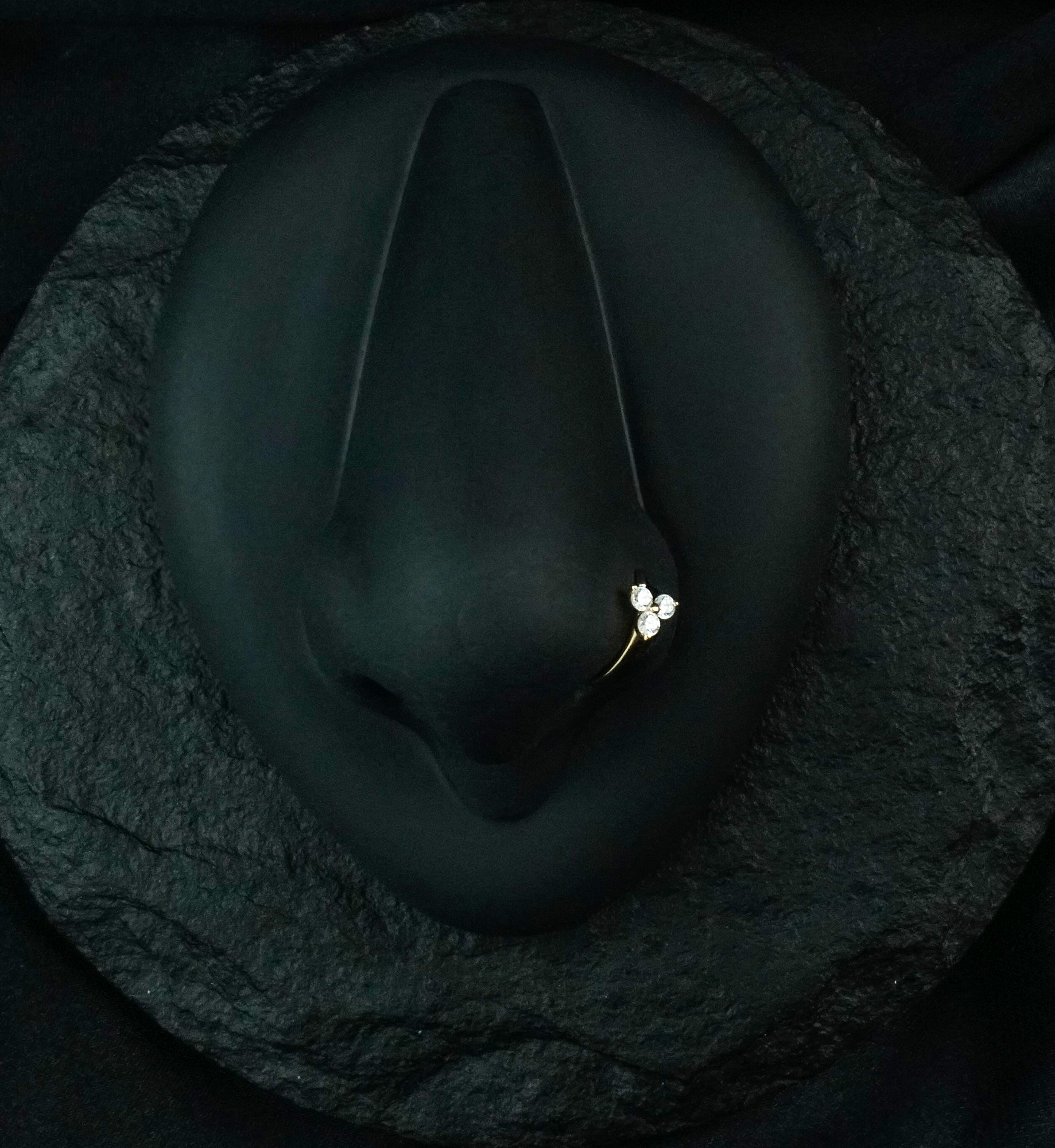 14kt Gold Trinity Clear CZ Hoop Ring