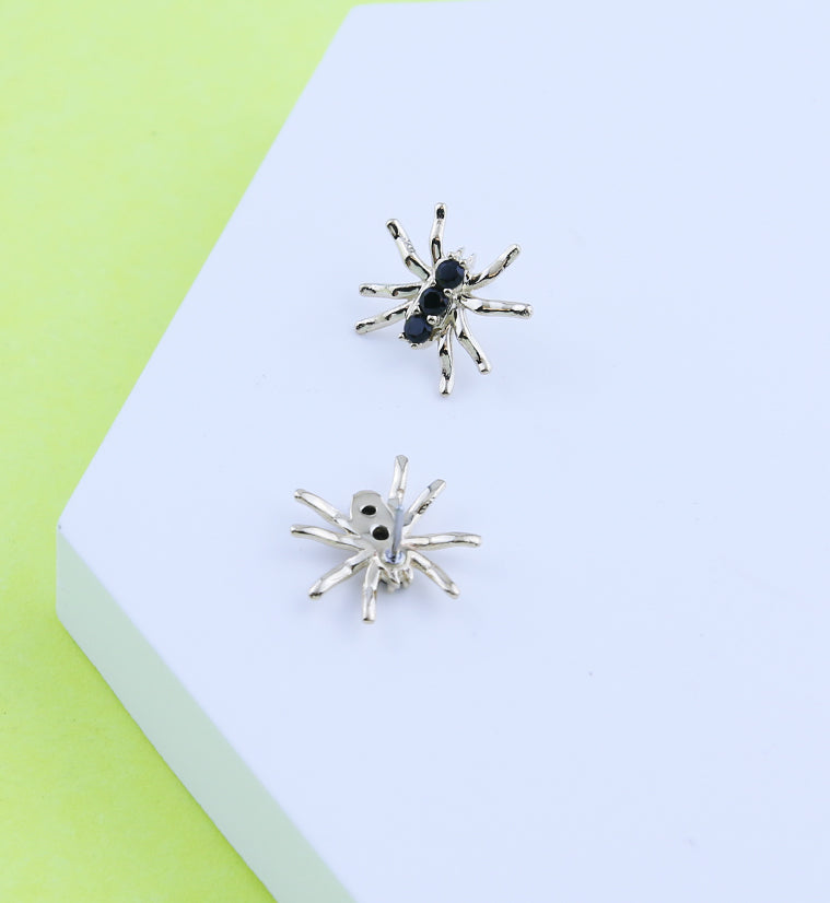 14kt Gold Triple Black CZ Spider Threadless Top