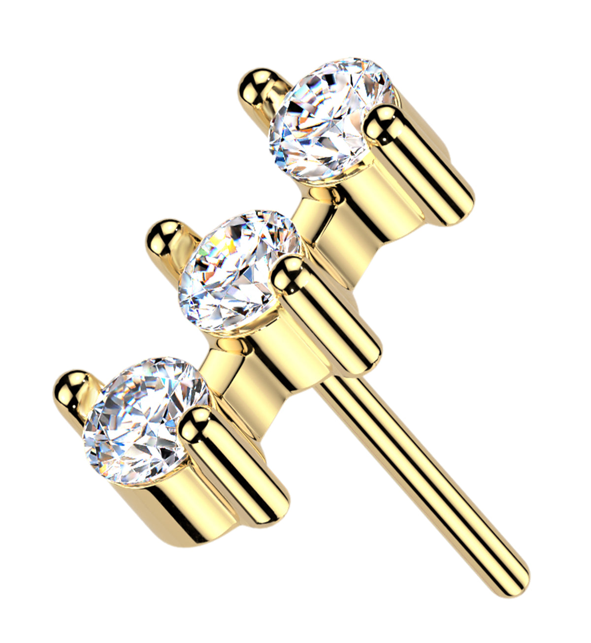 14kt Gold Threefold Lab Grown Diamond Threadless Top by Urban Body Jewelry